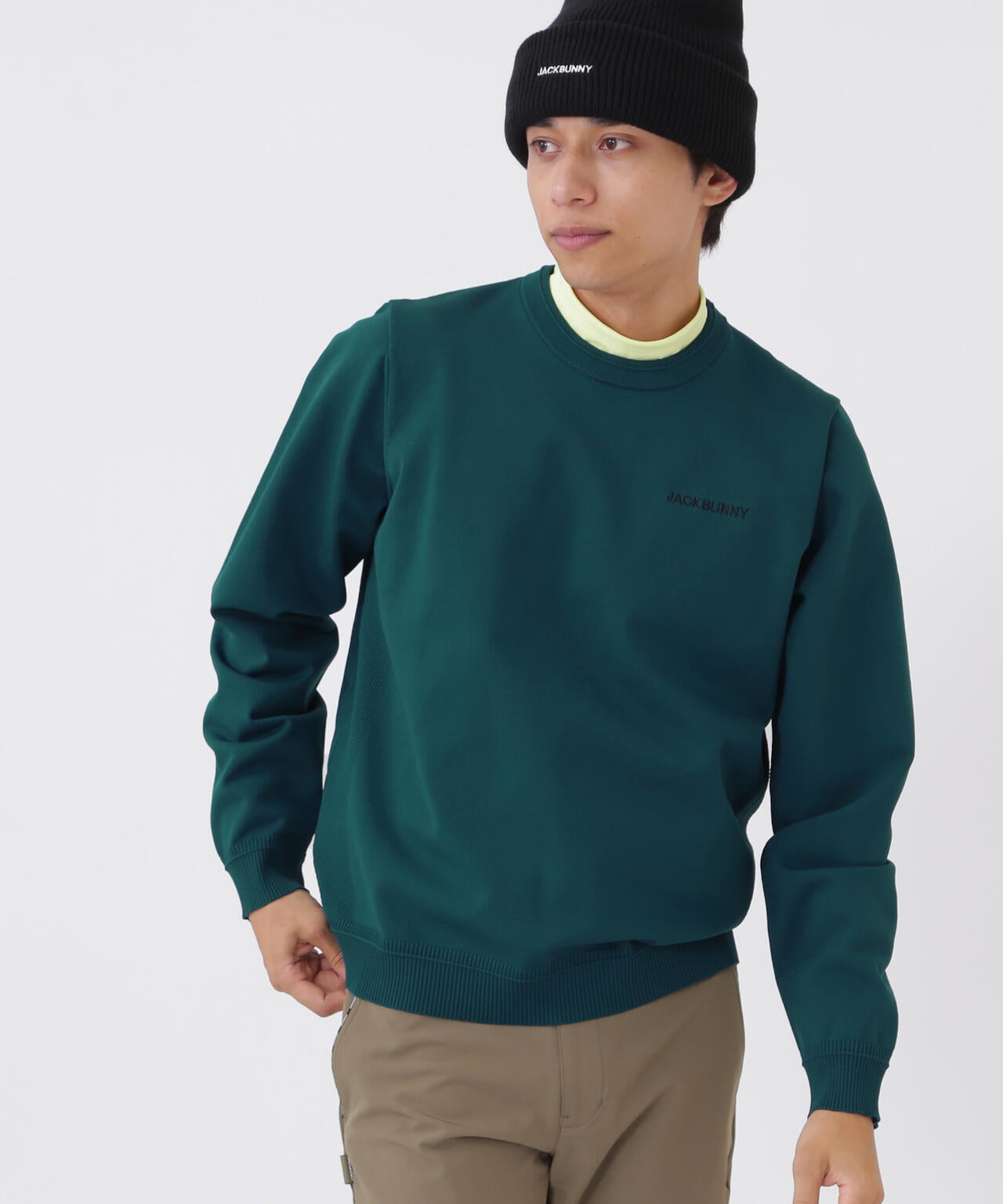 イージーケアファンクション切り替えクルーネックニットプルオーバー (MENS)