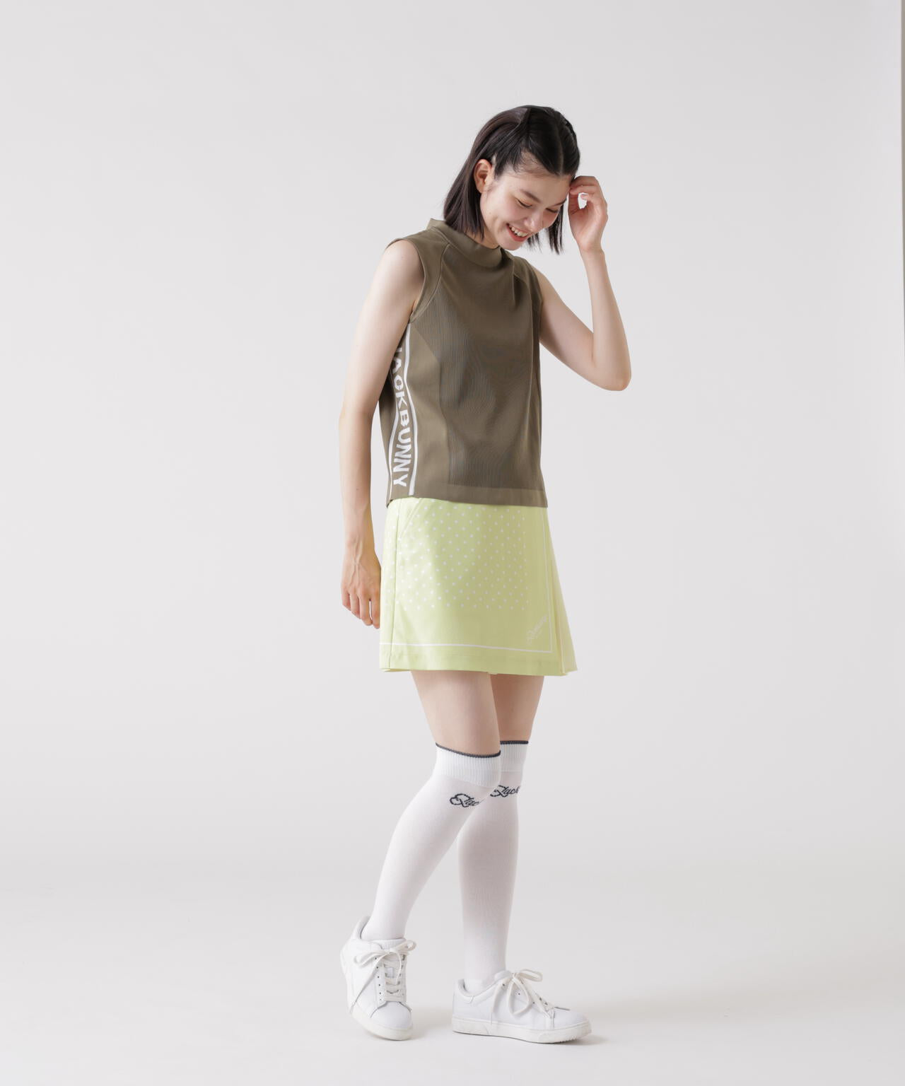 イージーケアサイドロゴノースリーブニットワンピース (WOMENS)