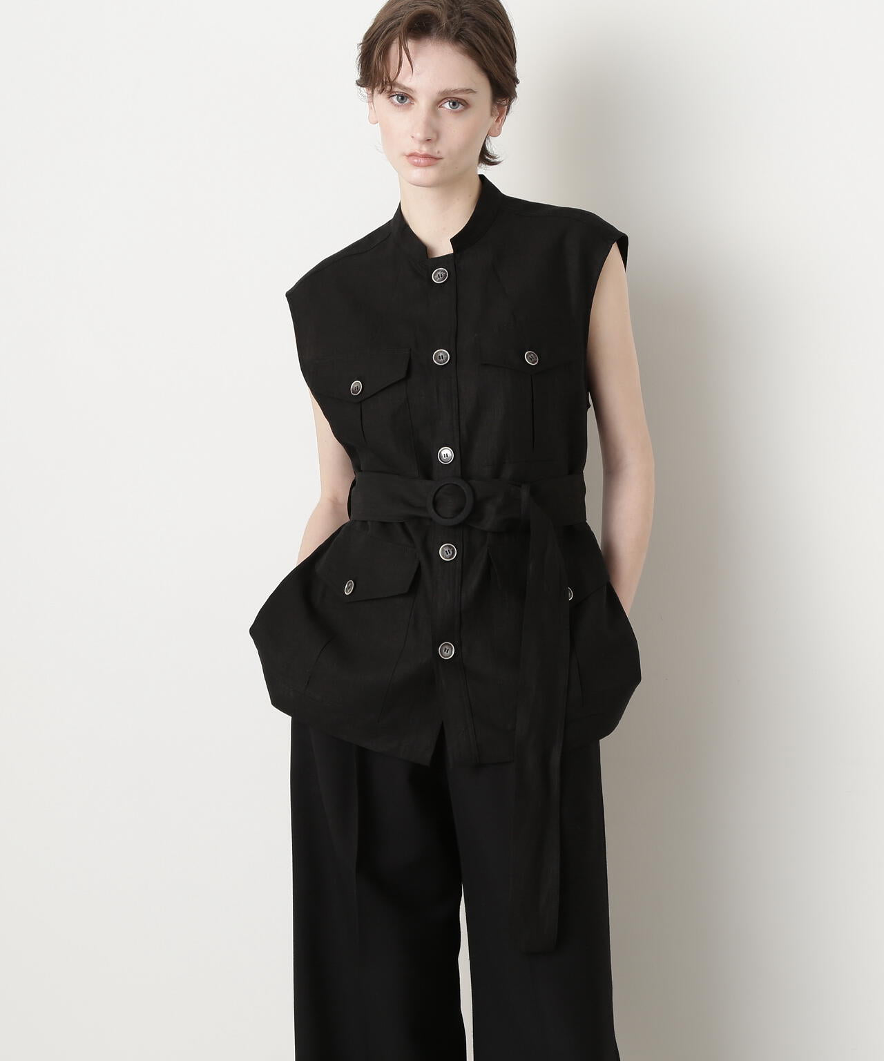 【GISELe 8月号掲載商品】Belted Sleeveless Jacket
