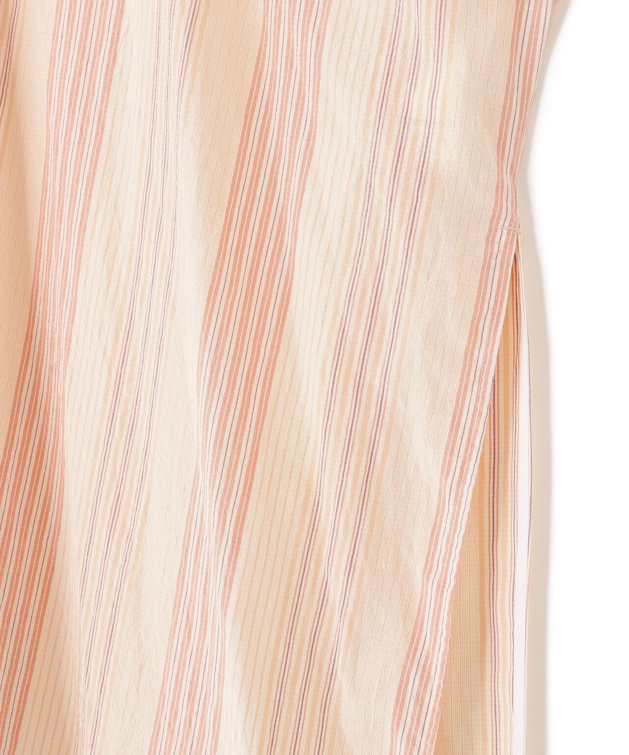 quitan / COTTON SILK 'STRIKE-OFF' STRIPE AO DAÏ LONG BAND COLLAR SHIRT