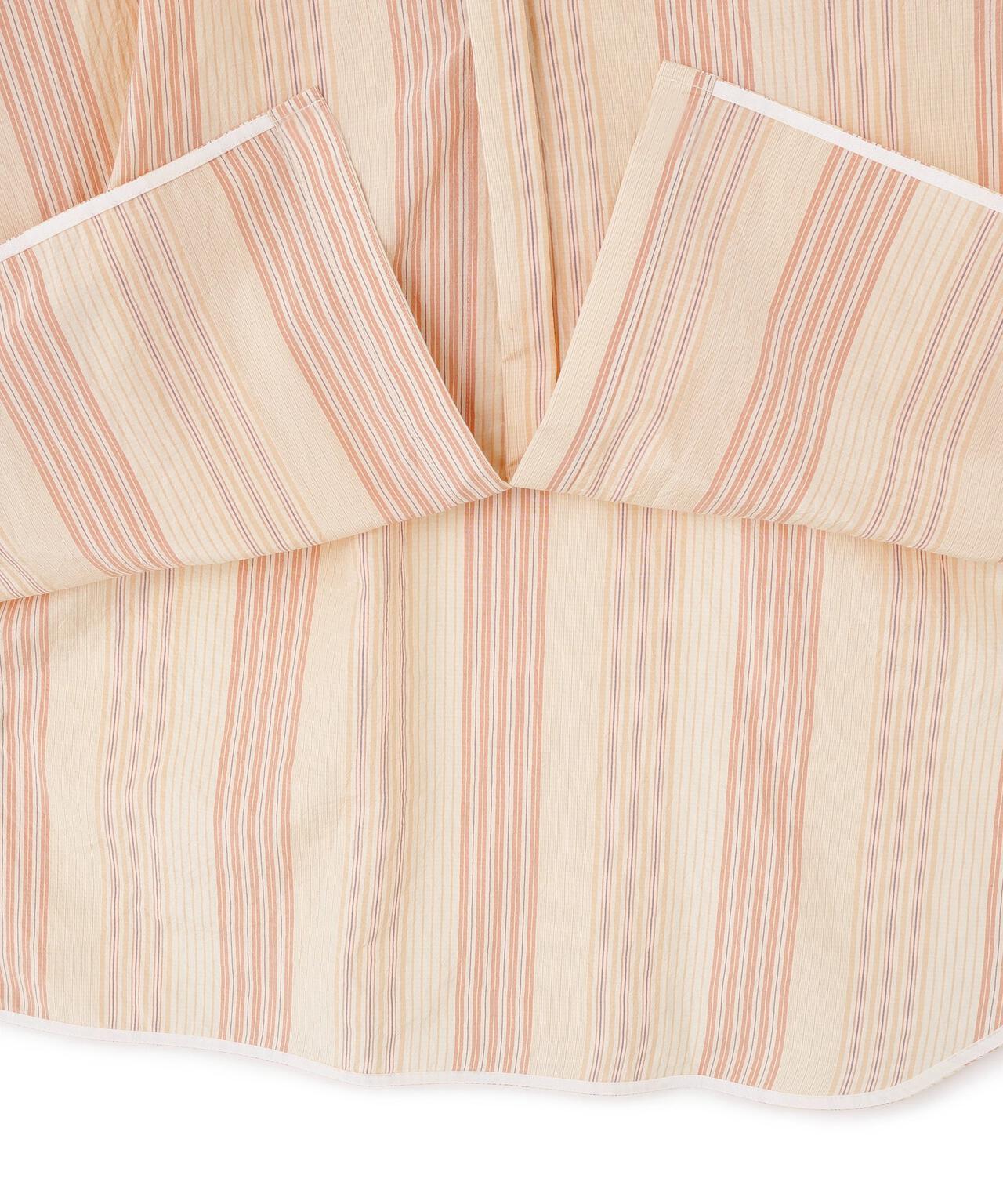 quitan / COTTON SILK 'STRIKE-OFF' STRIPE AO DAÏ LONG BAND COLLAR SHIRT