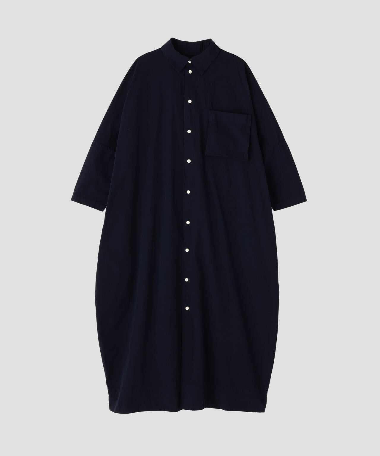 quitan / COTTON WEATHER CLOTH BALLOON SHIRT DRESS