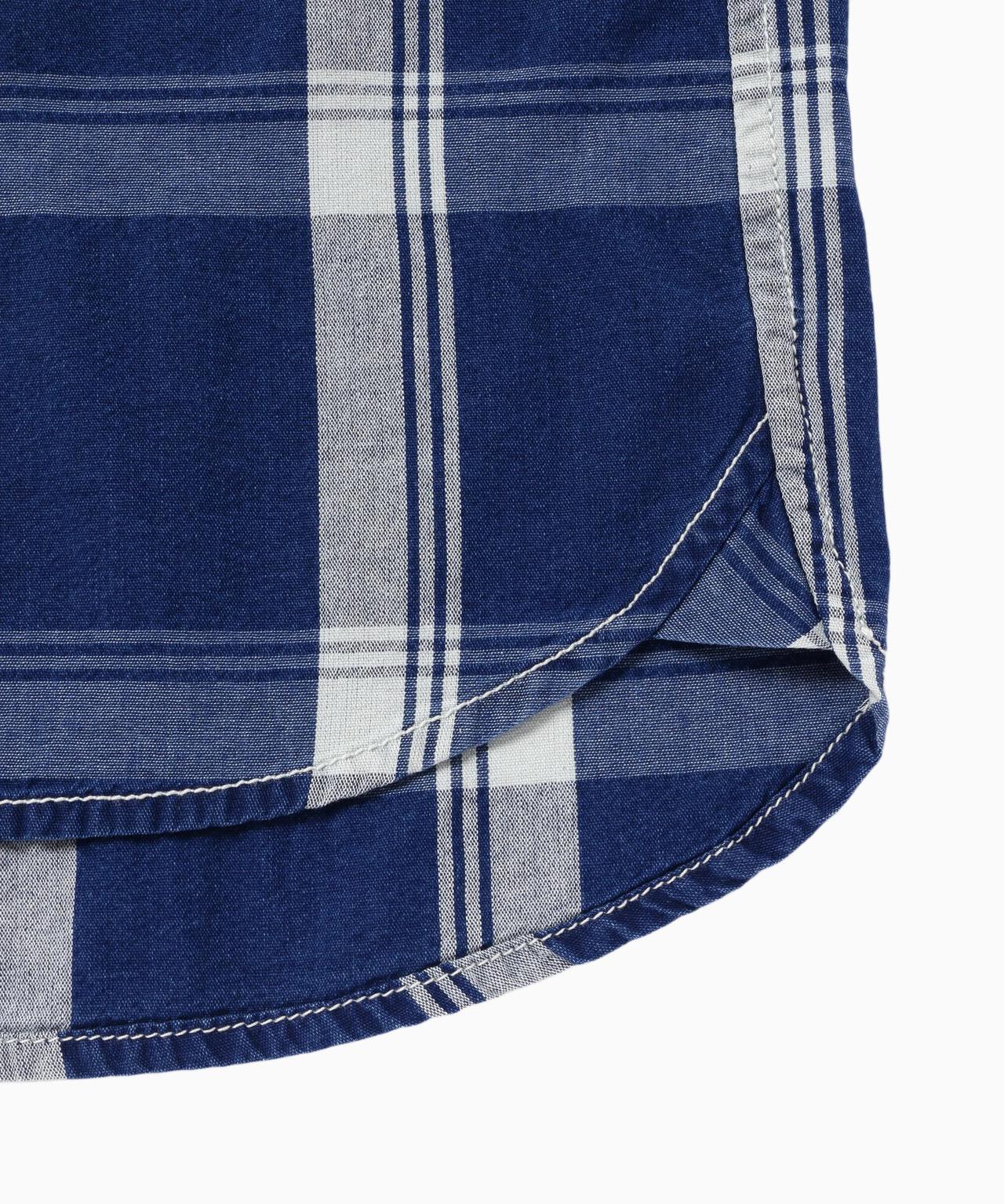 indigo check SS shirt (M)