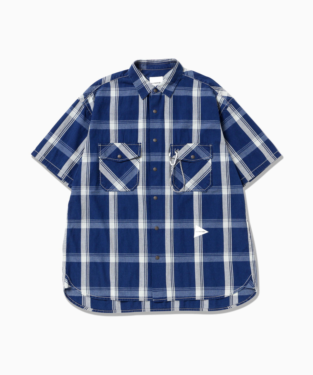 indigo check SS shirt (M)