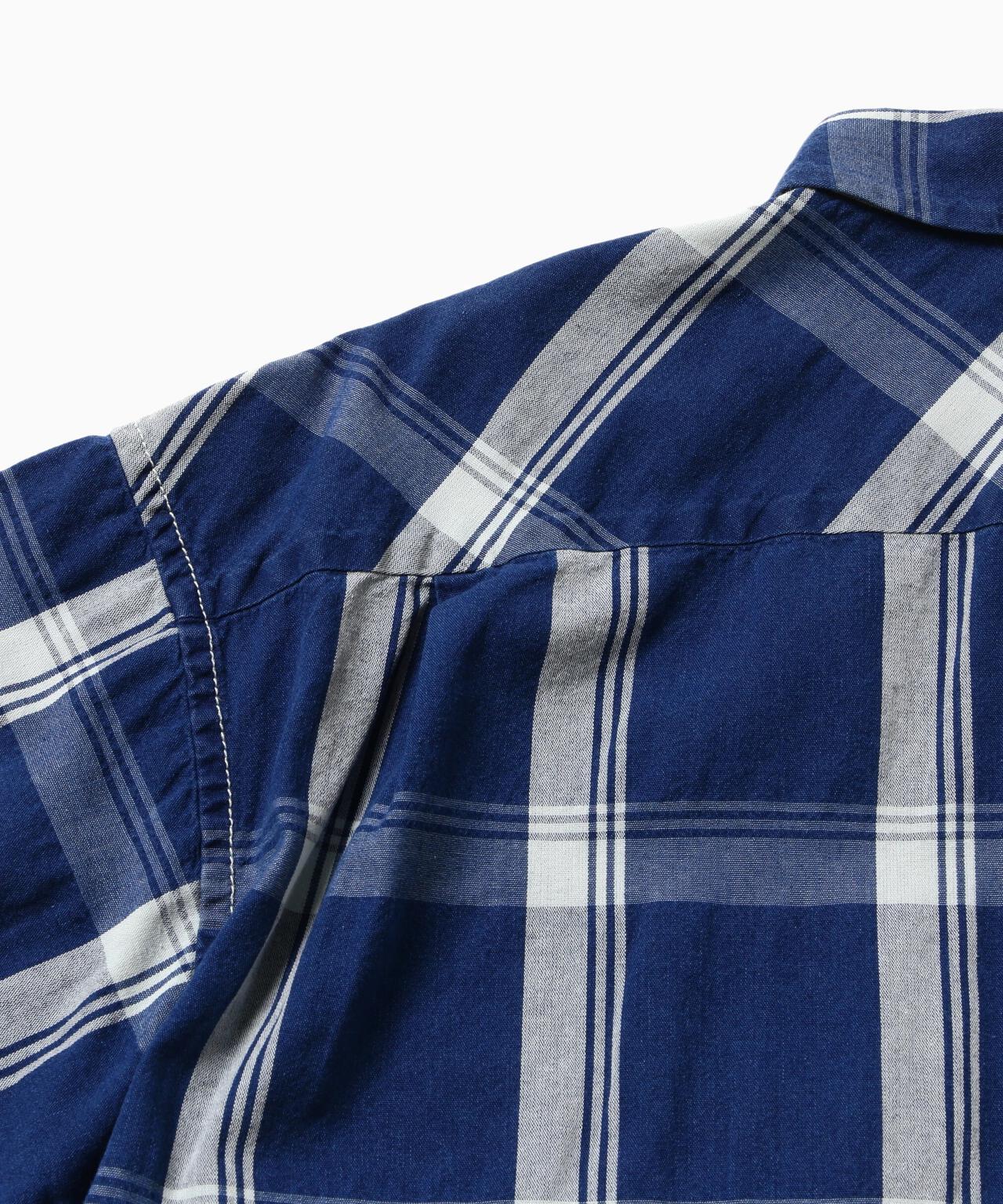 indigo check SS shirt (M)