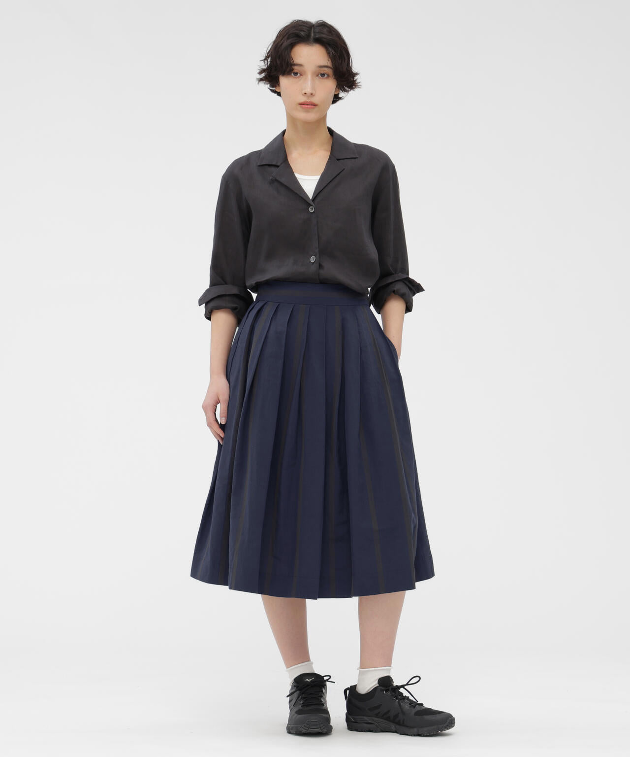 BOLD STRIPE COTTON LINEN SKIRT