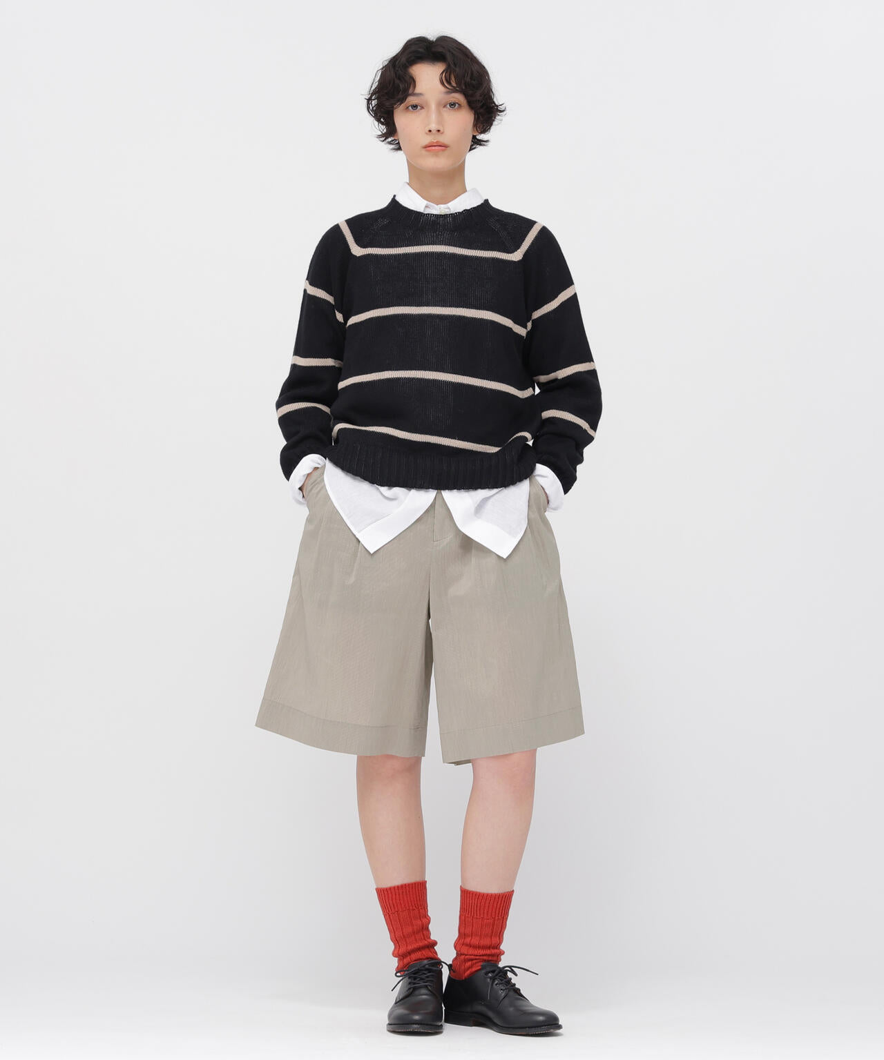 FINE STRIPE COTTON SILK TROUSERS