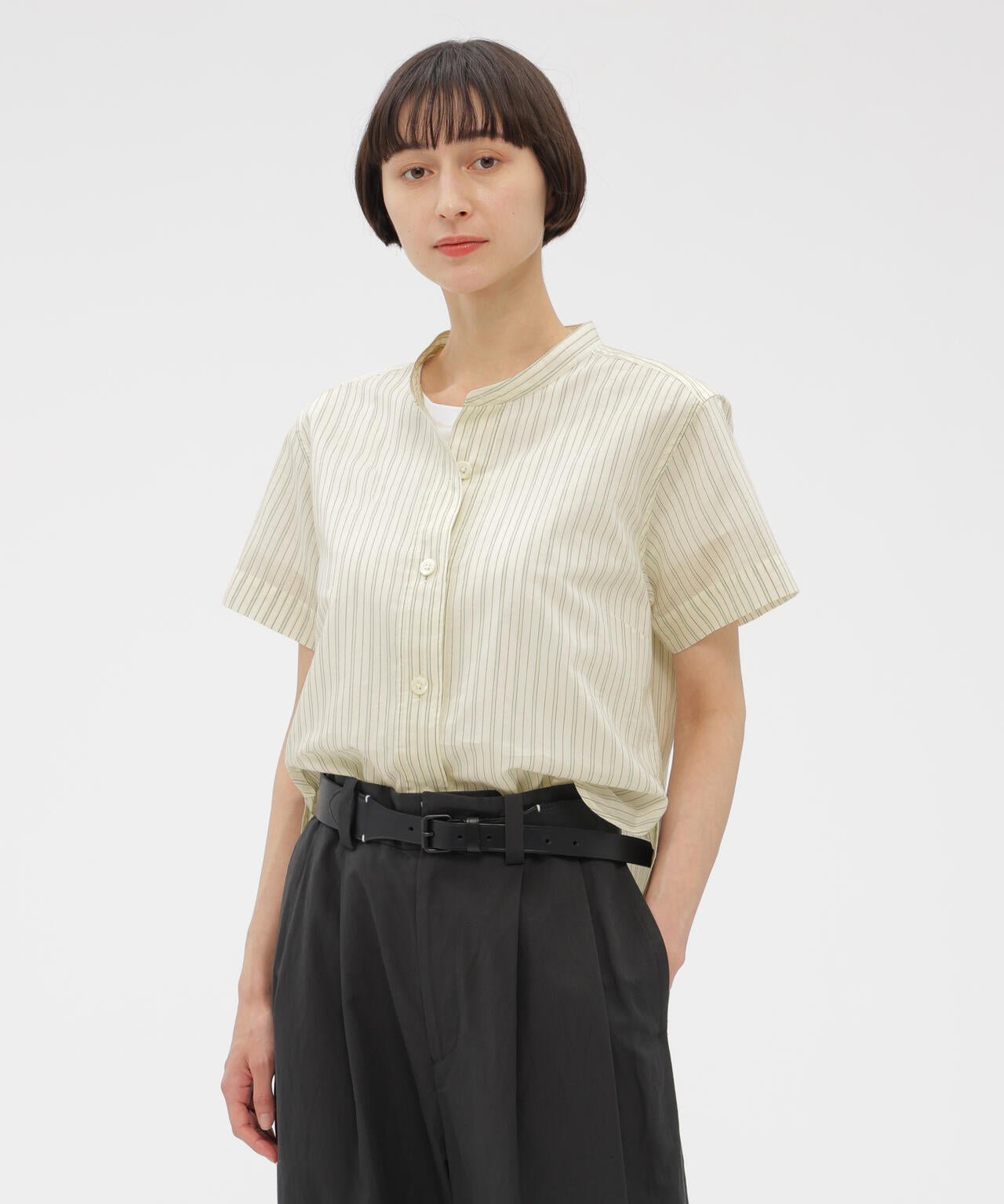 COTTON SILK GRAPHIC STRIPE SHIRT