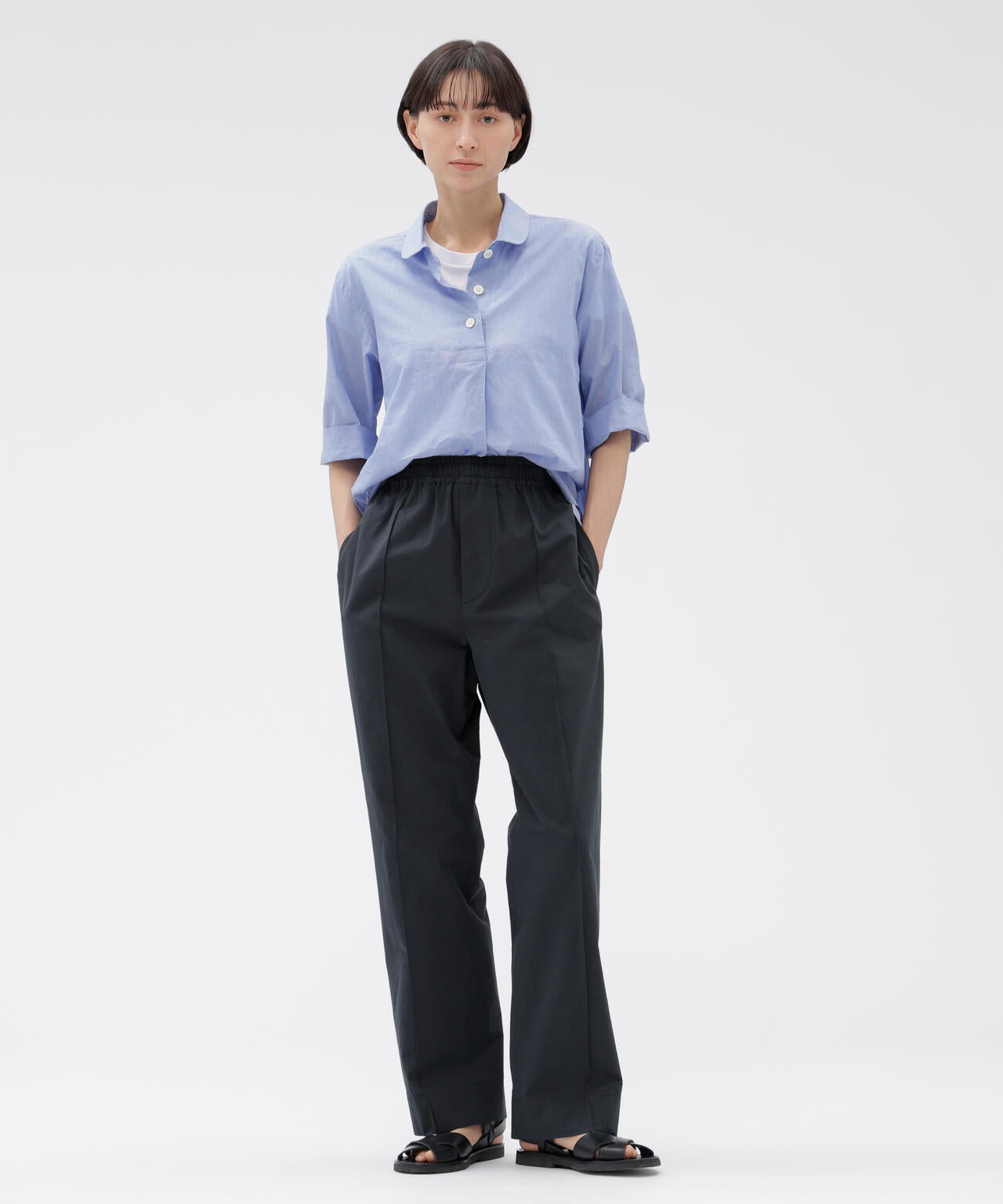 HAIRLINE STRIPE COTTON LINEN SHIRT