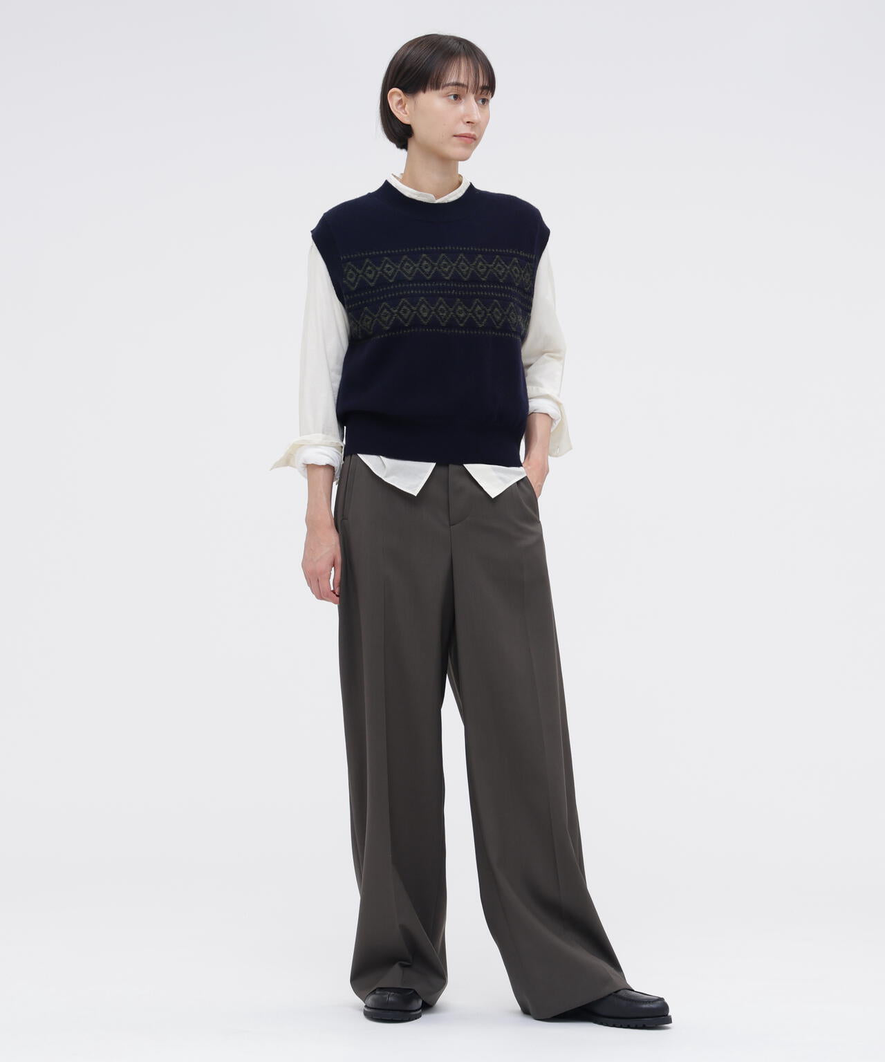 WASHABLE WOOL PLAINWEAVE TROUSERS