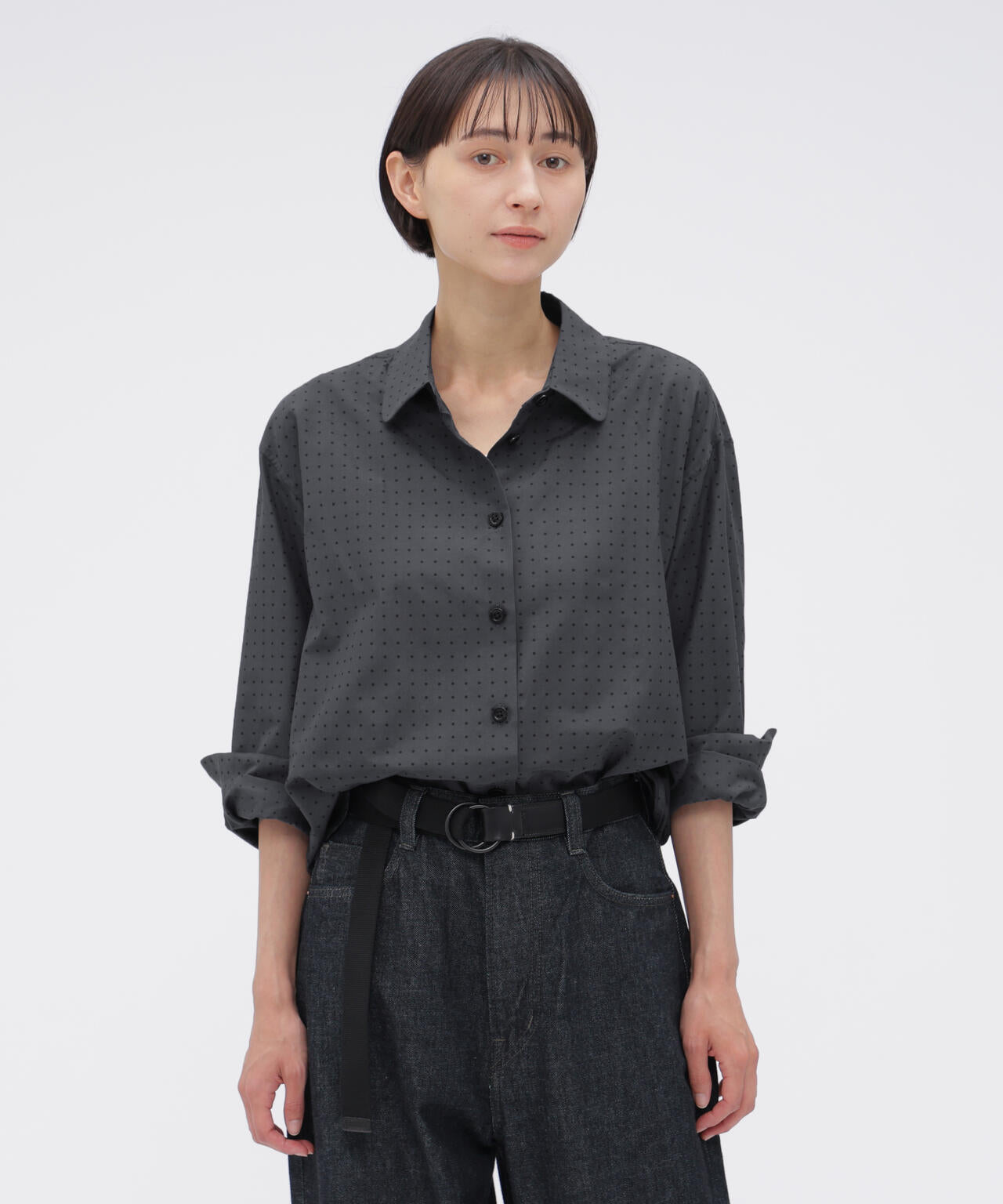 SPOT PRINT COTTON SILK SHIRT