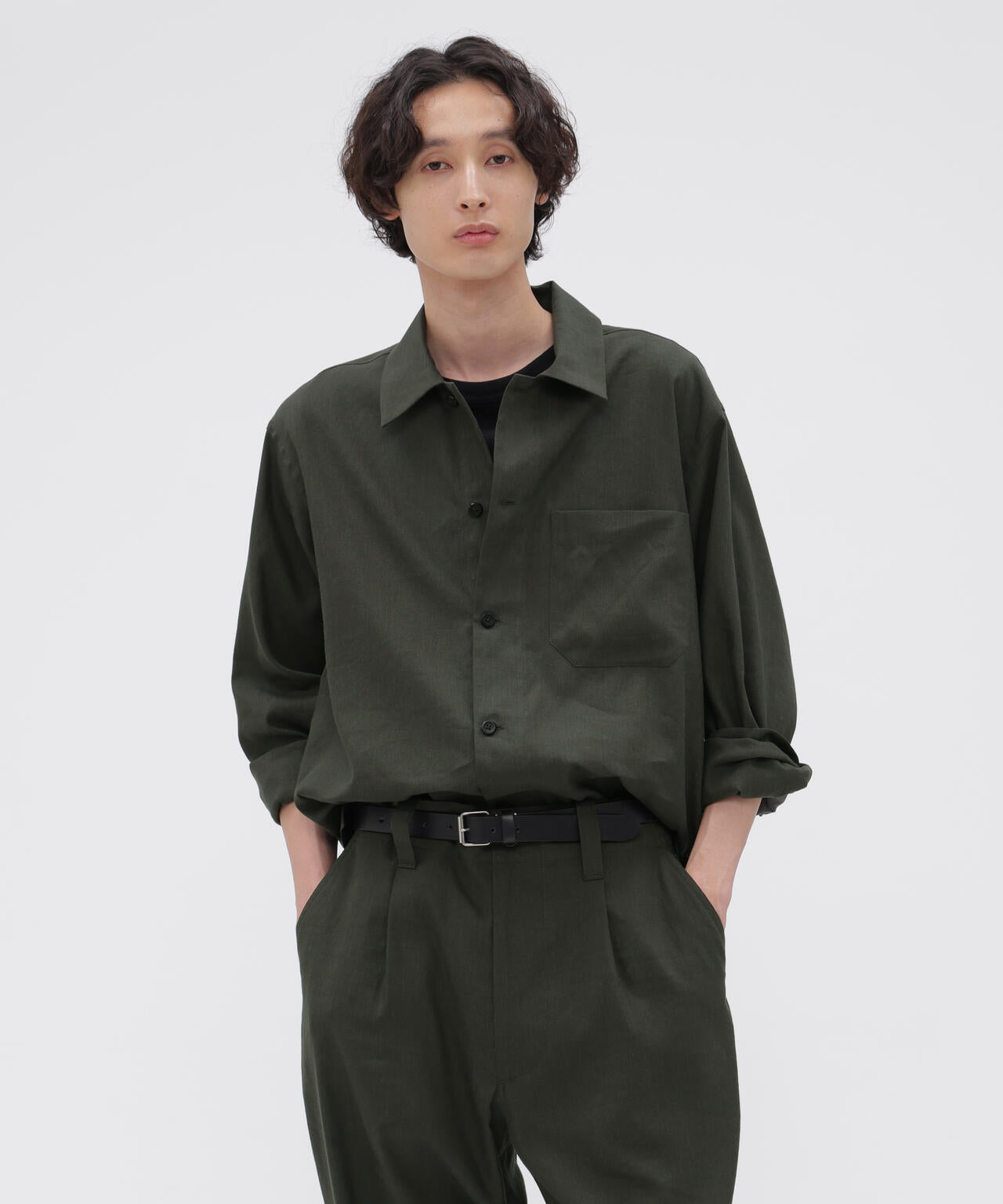 LINEN WOOL SILK PLAINWEAVE SHIRT