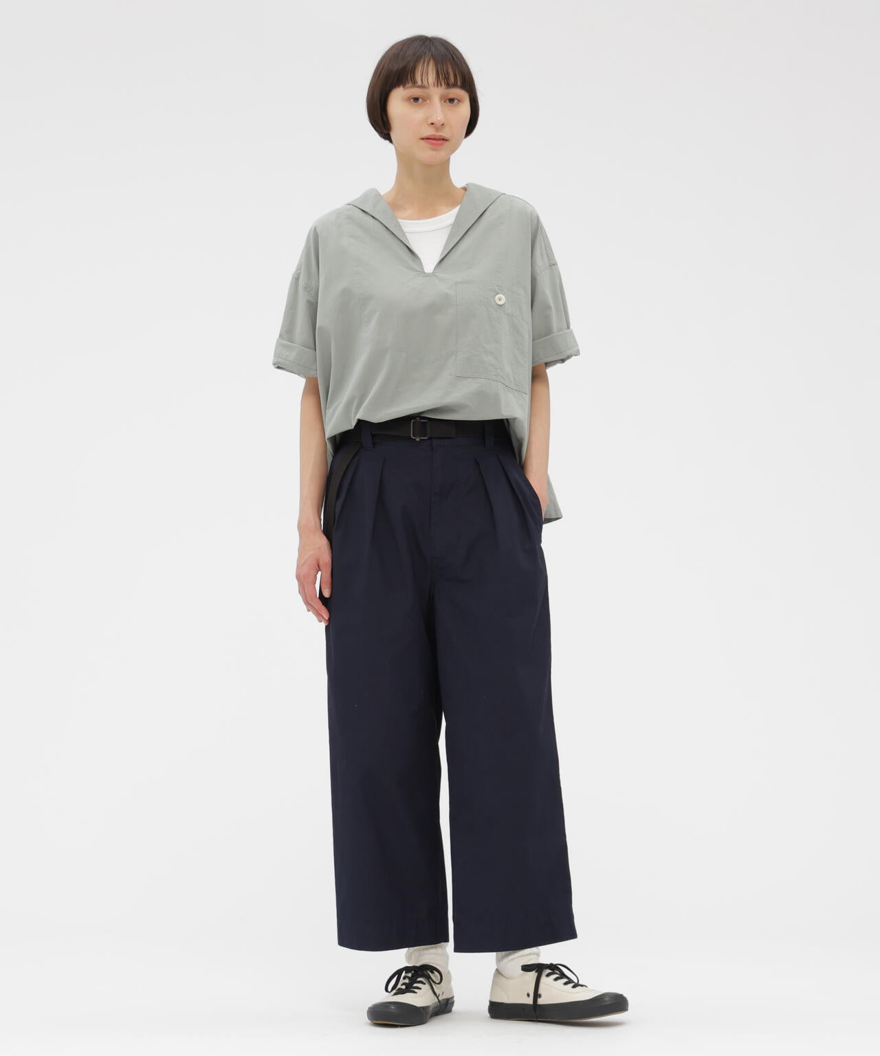 FINE COMPACT COTTON POPLIN TROUSERS