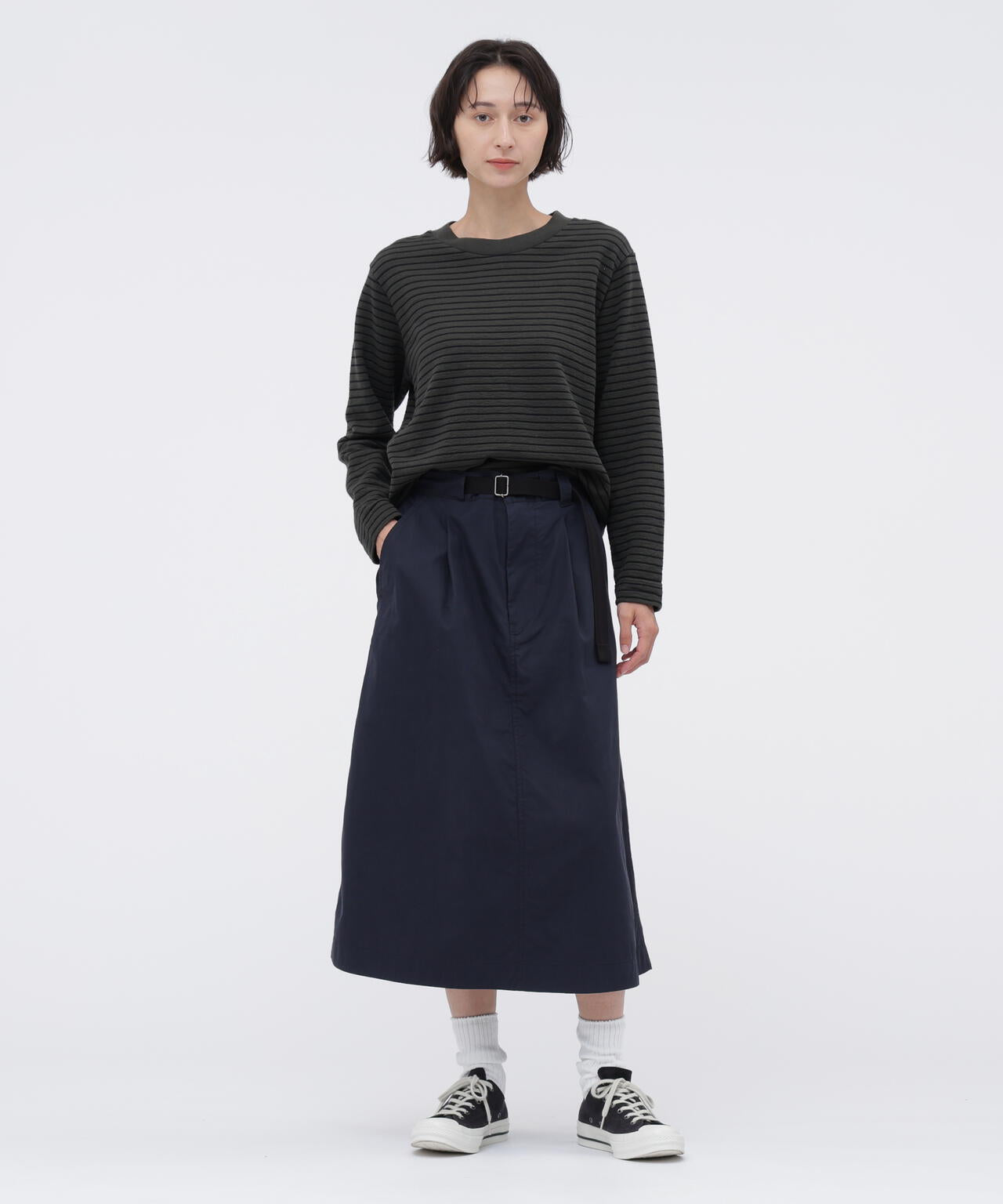 WASHED COTTON NYLON SKIRT