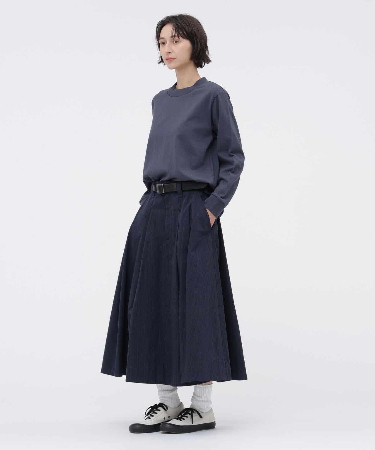 WOOL COTTON TWILL SKIRT