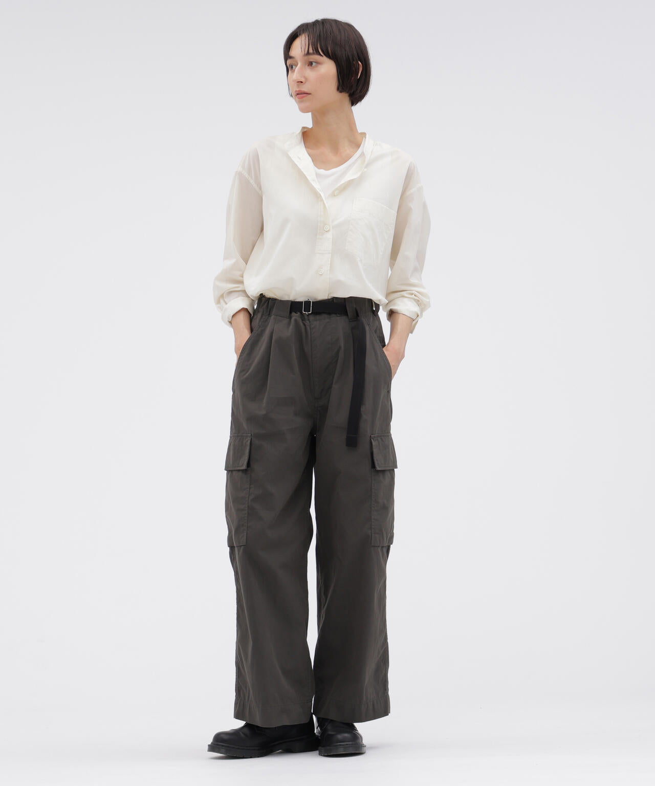 WASHED COTTON NYLON TROUSERS
