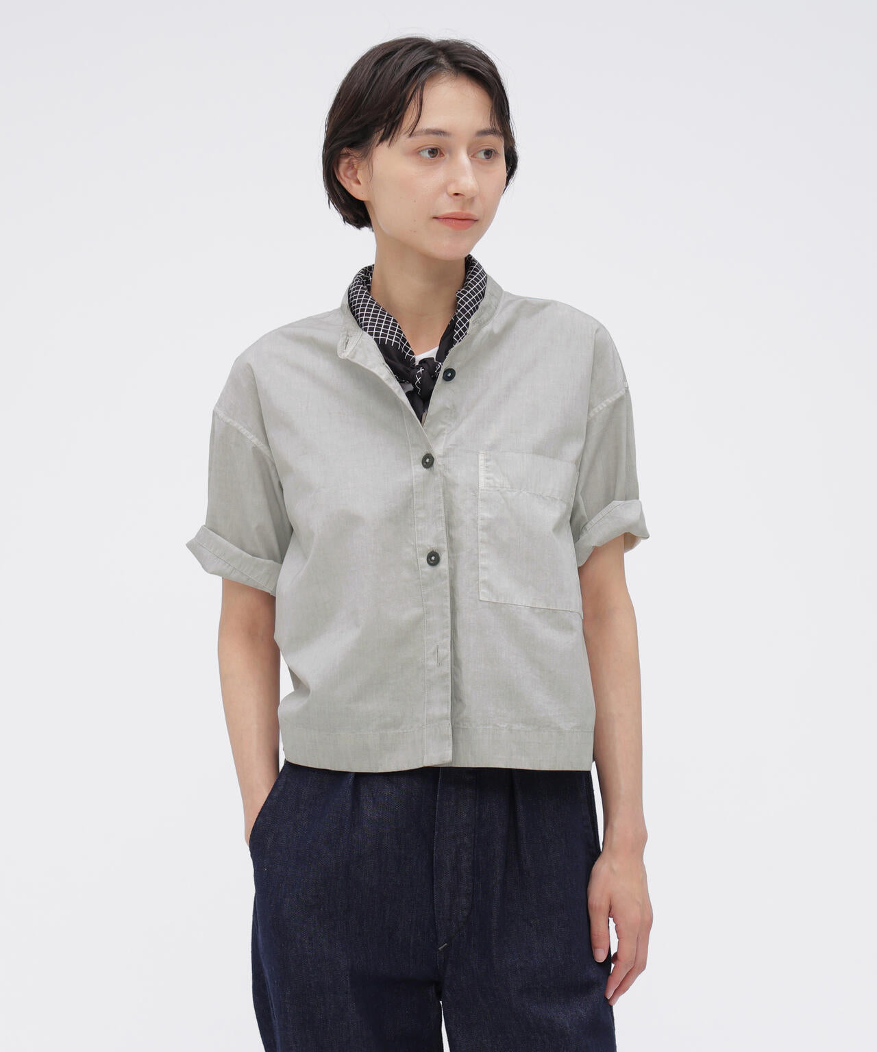 CARBON DYED COTTON POPLIN SHIRT