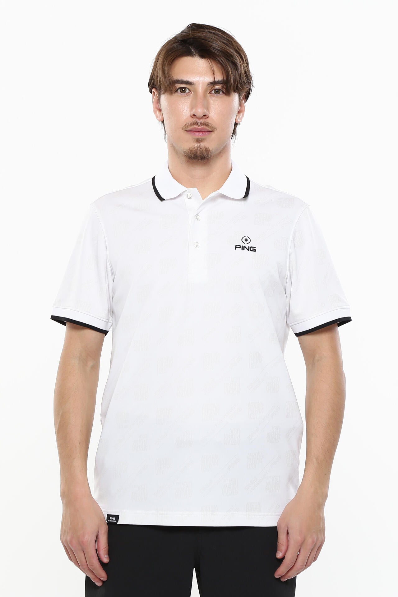 【PING APPAREL】バイアスロゴジャガード 半袖ポロシャツ <PERFORMANCE> (MENS)
