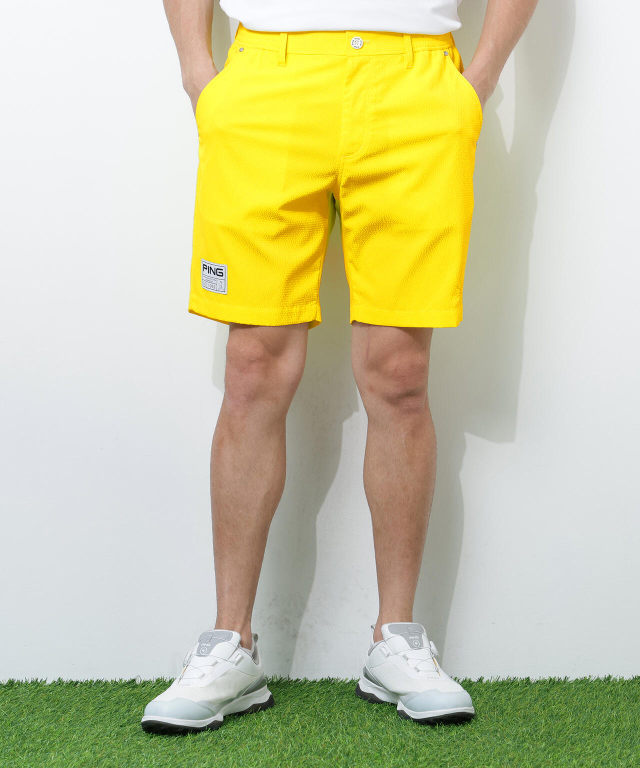 【PING APPAREL】【吸汗速乾・ストレッチ】サッカー5ポケットショートパンツ <GOLD> (MENS)
