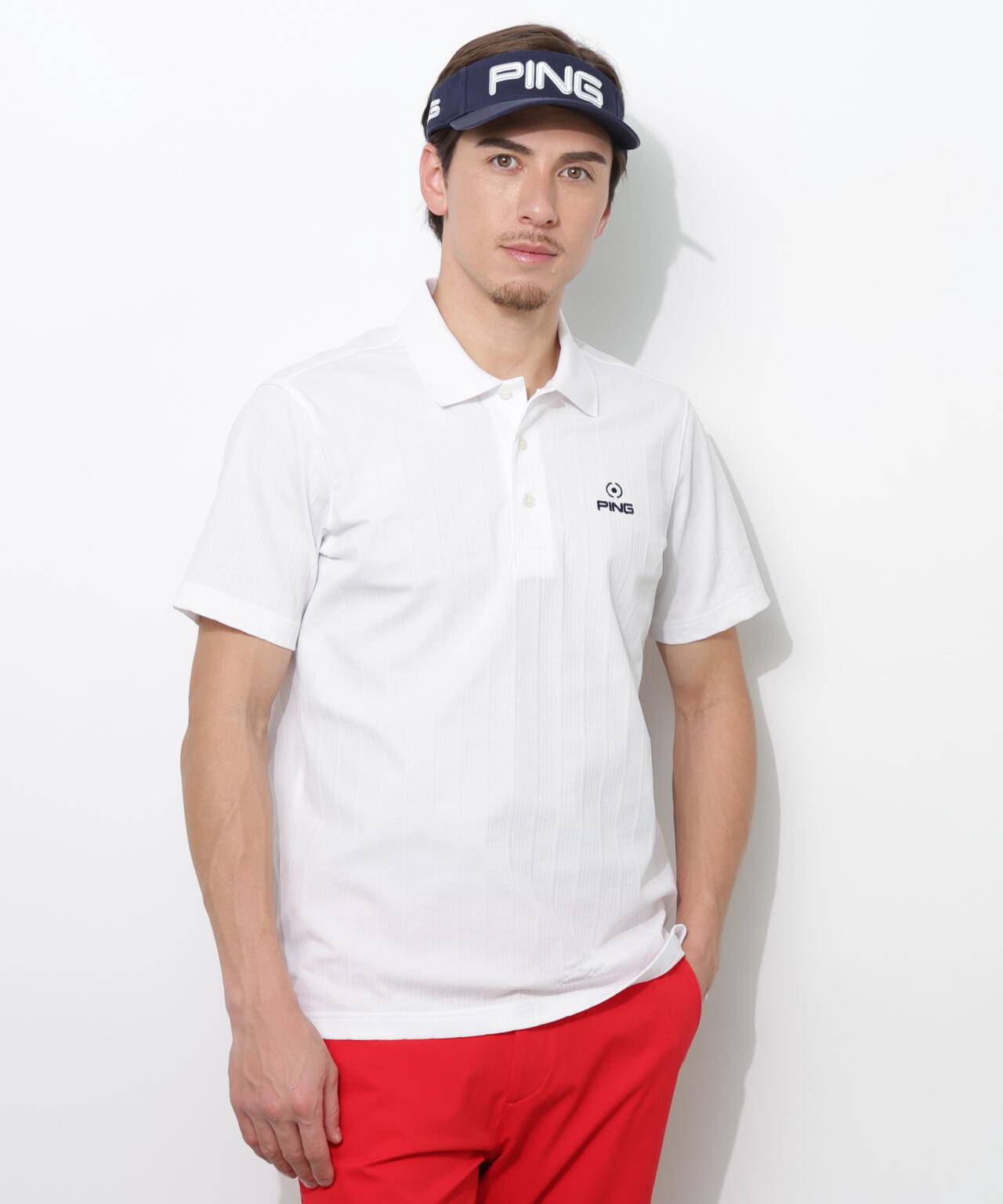 【PING APPAREL】EPIX変形ストレッチカノコ半袖ポロシャツ <NAITVE> (MENS)
