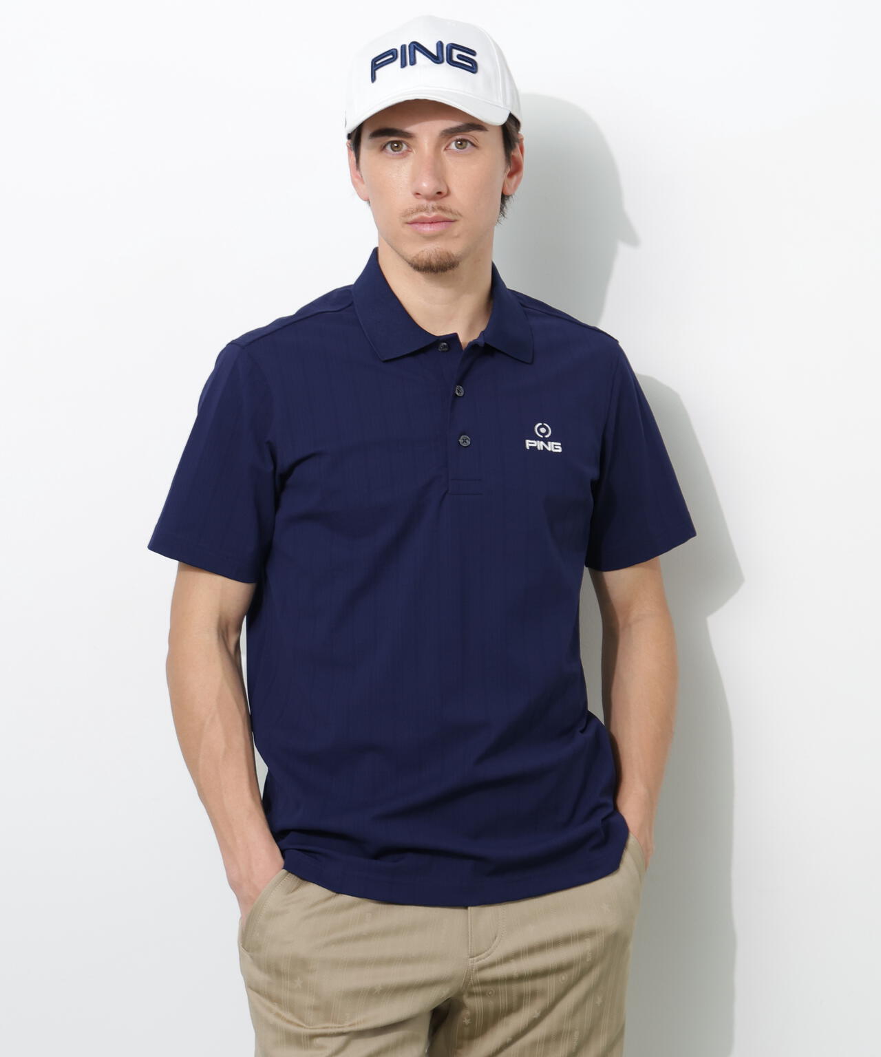 【PING APPAREL】EPIX変形ストレッチカノコ半袖ポロシャツ <NAITVE> (MENS)