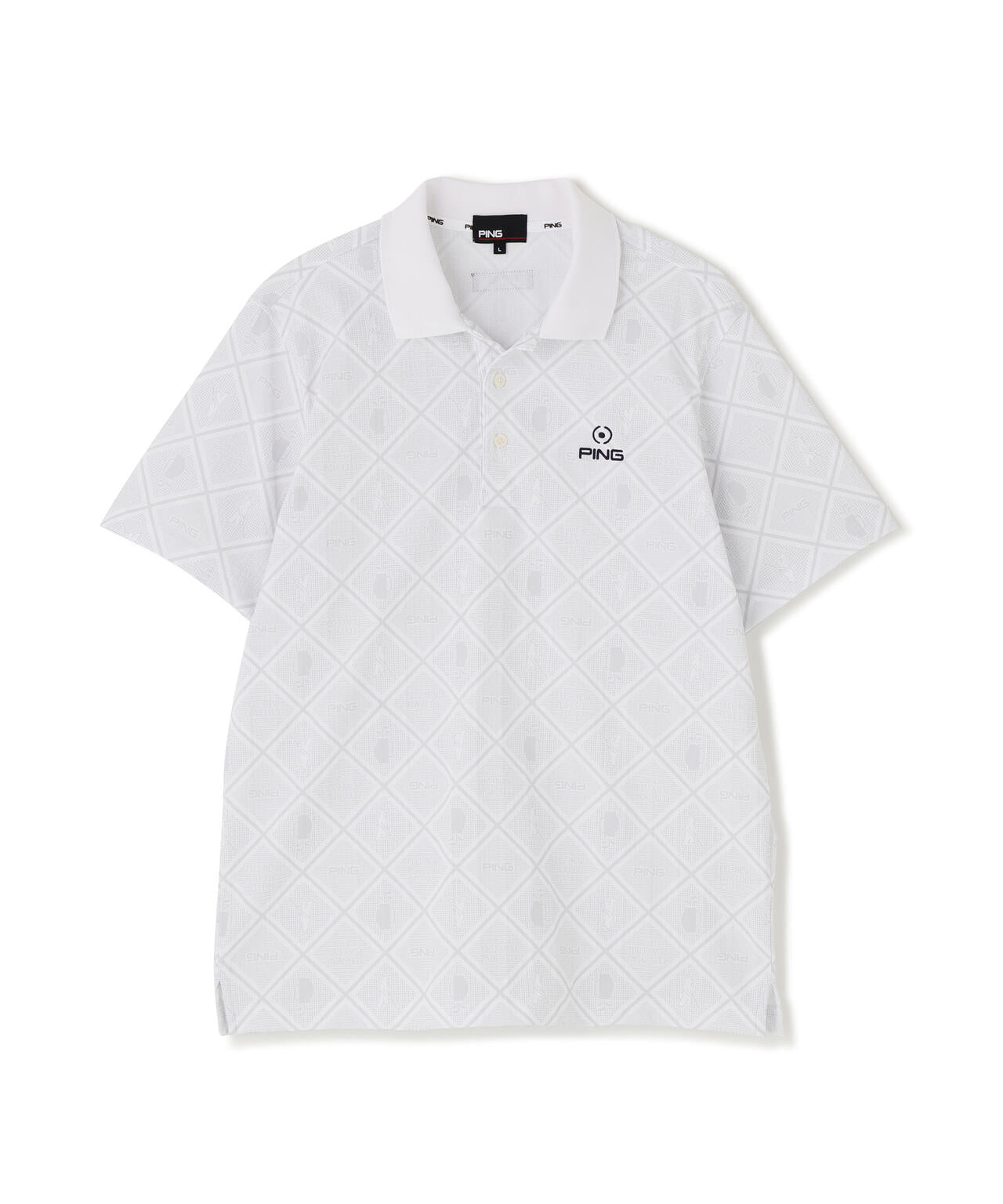 【PING APPAREL】バイアスチェックプリントEPIX変形ストレッチサッカー半袖ポロシャツ <NATIVE> (MENS)