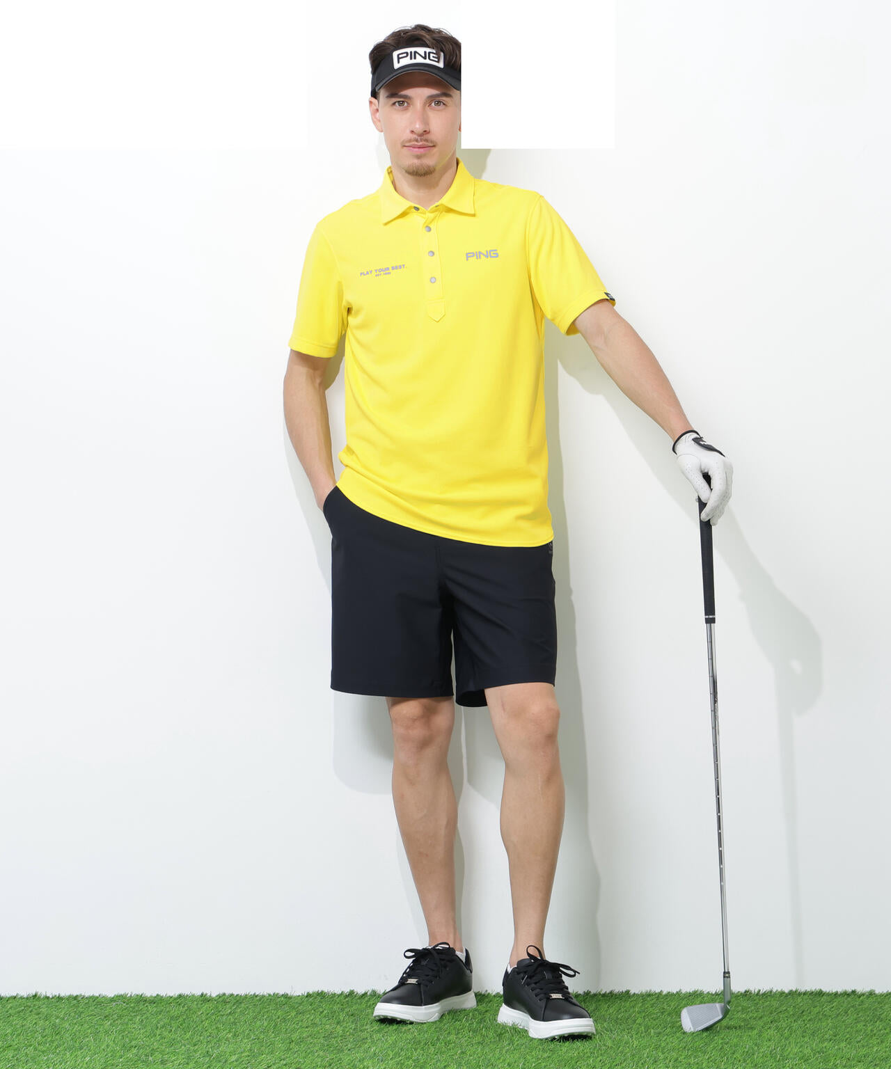 【PING APPAREL】アセイヤーン裏ワッフル半袖ポロシャツ <PERFORMANCE> (MENS)