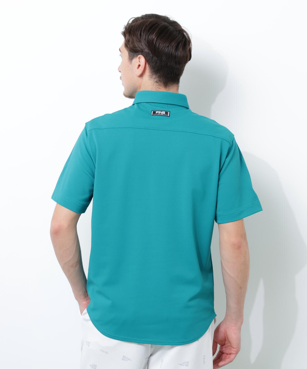 【PING APPAREL】Mr.PINGエンボスカノコ レイブロック半袖ボタンダウンシャツ <NAITVE> (MENS)