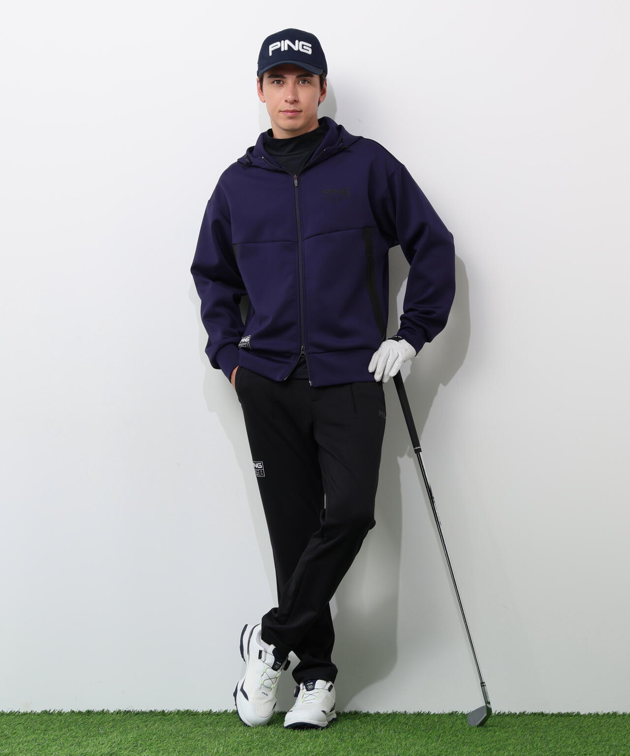 【PING APPAREL】ダンボールニットフルジップフーディー <GOLD> (MENS)