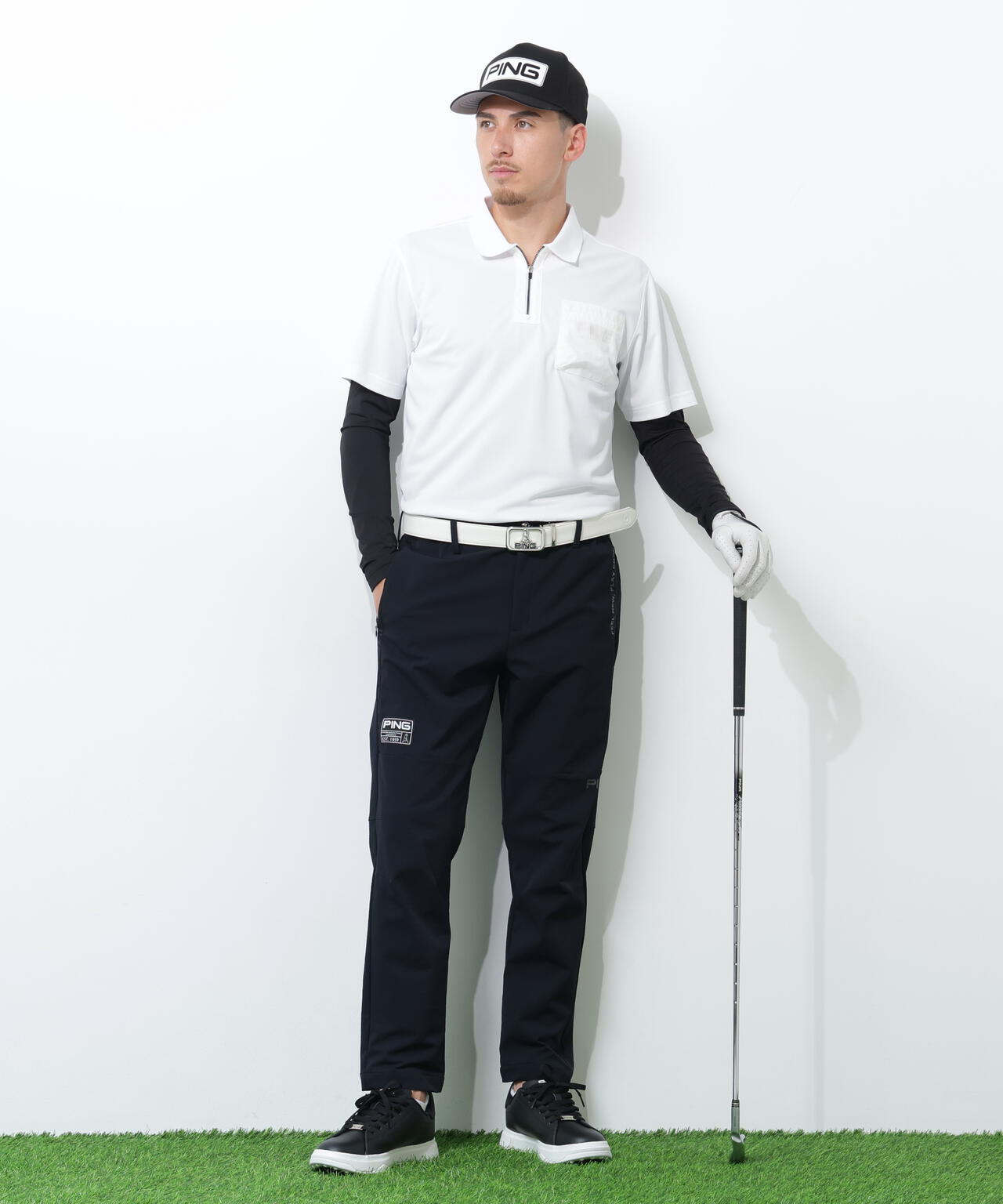 【PING APPAREL】【UVカット・接触冷感】ベア天竺Uネック長袖インナーシャツ <GOLD> (MENS)