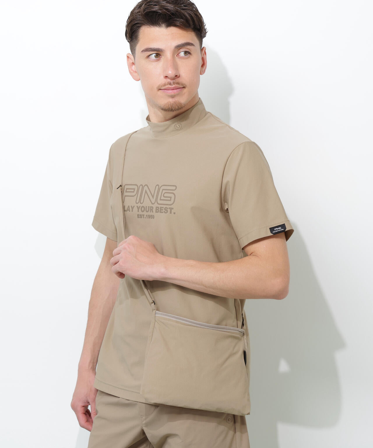 【PING APPAREL】全方向ストレッチドットメッシュ半袖ハイネックシャツ×ショートパンツ <PERFORMANCE> (MENS)