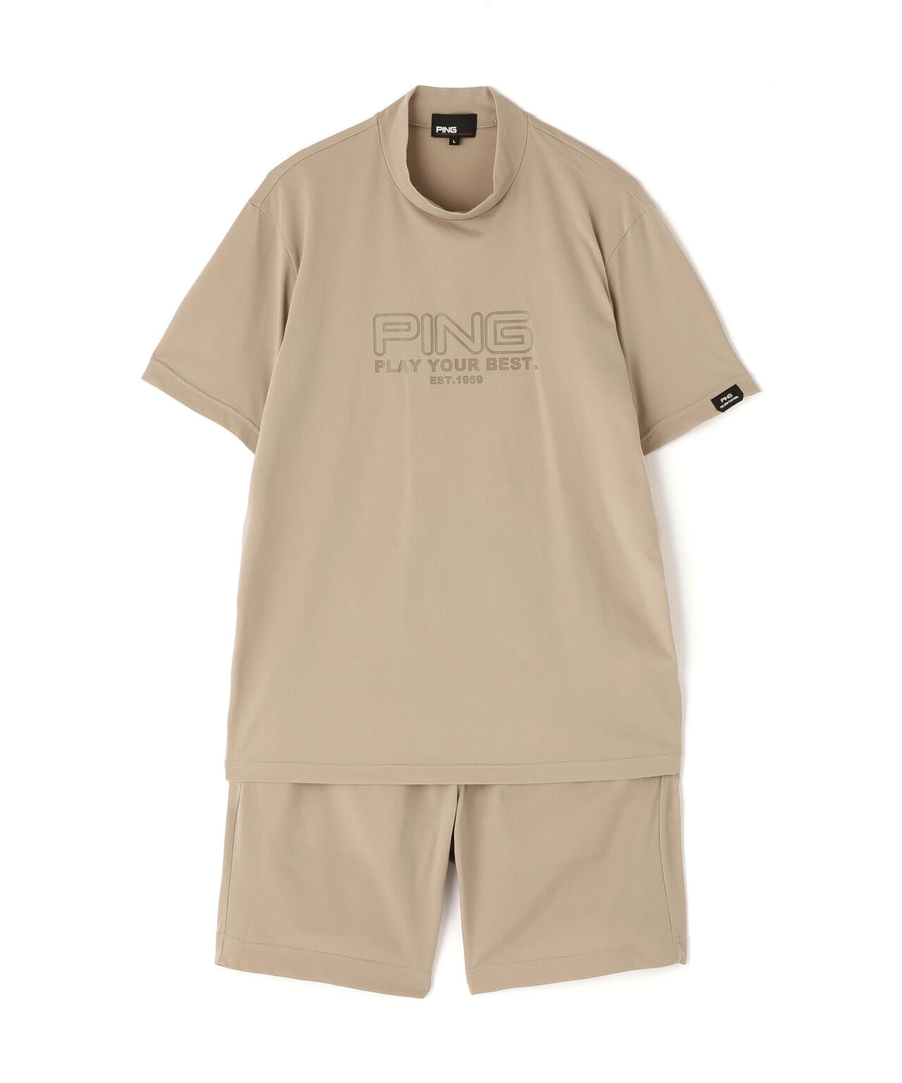 【PING APPAREL】全方向ストレッチドットメッシュ半袖ハイネックシャツ×ショートパンツ <PERFORMANCE> (MENS)