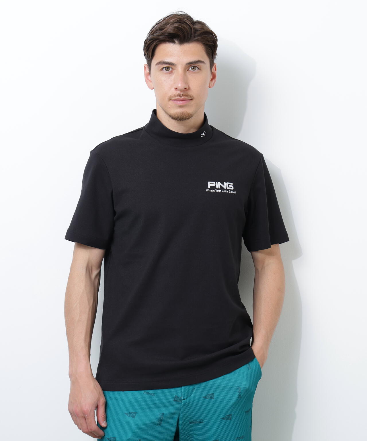 【PING APPAREL】【10カラーシリーズ】PEカノコ半袖ハイネックシャツ <NATIVE> (MENS)