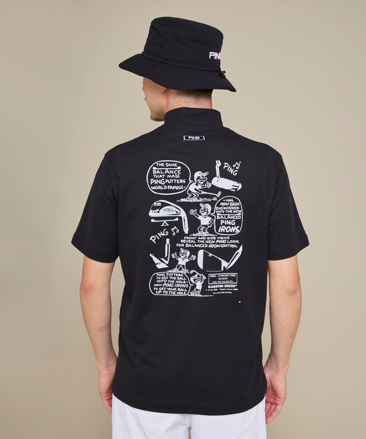 【PING APPAREL】【10カラーシリーズ】PEカノコ半袖ハイネックシャツ <NATIVE> (MENS)