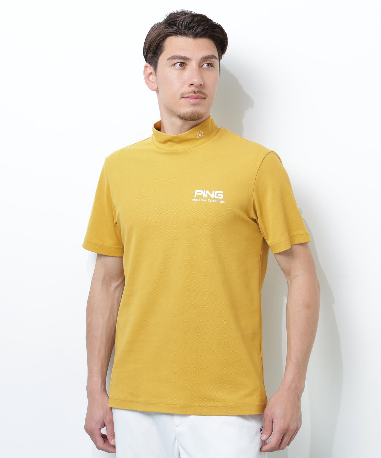 【PING APPAREL】【10カラーシリーズ】PEカノコ半袖ハイネックシャツ <NATIVE> (MENS)
