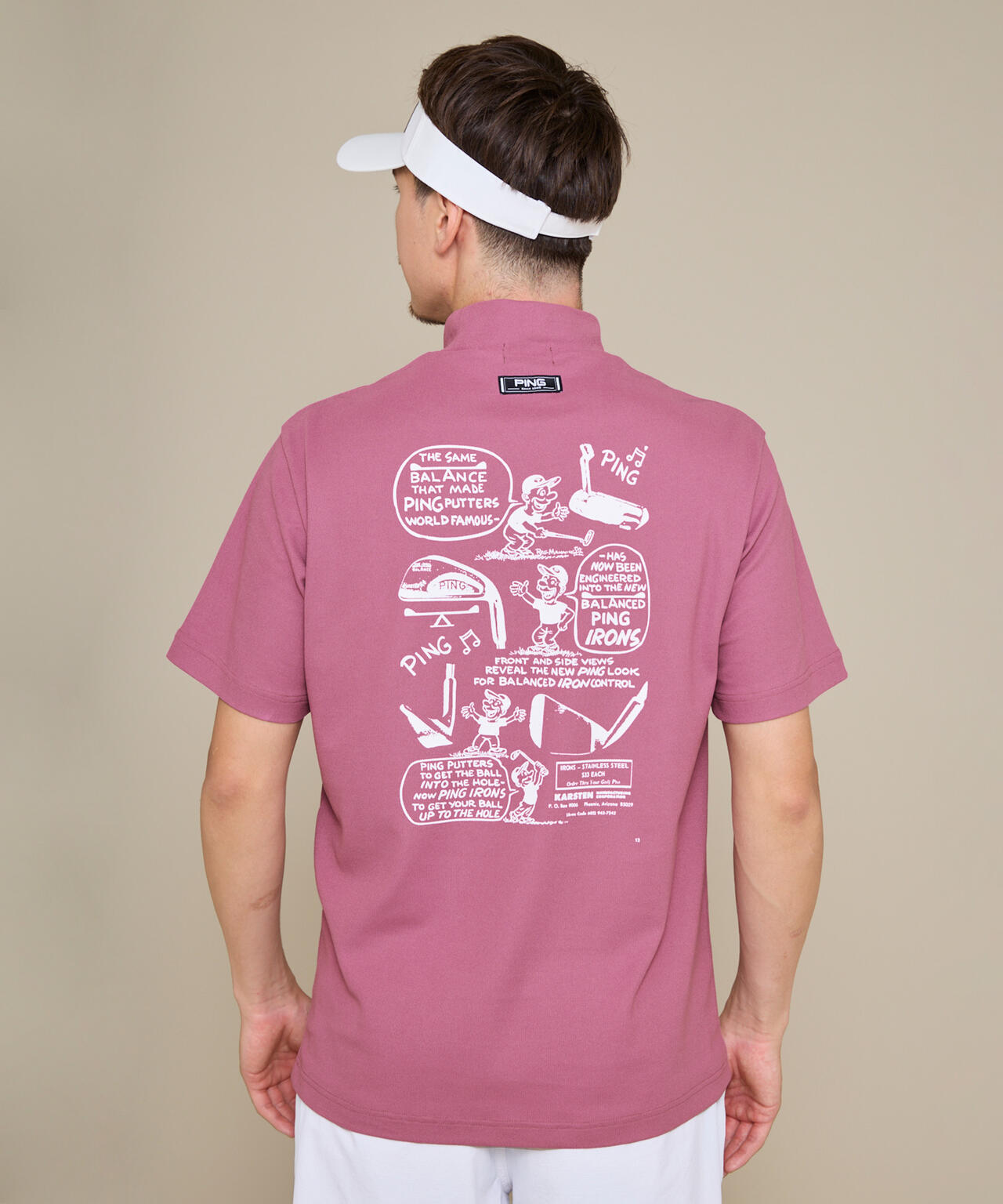 【PING APPAREL】【10カラーシリーズ】PEカノコ半袖ハイネックシャツ <NATIVE> (MENS)