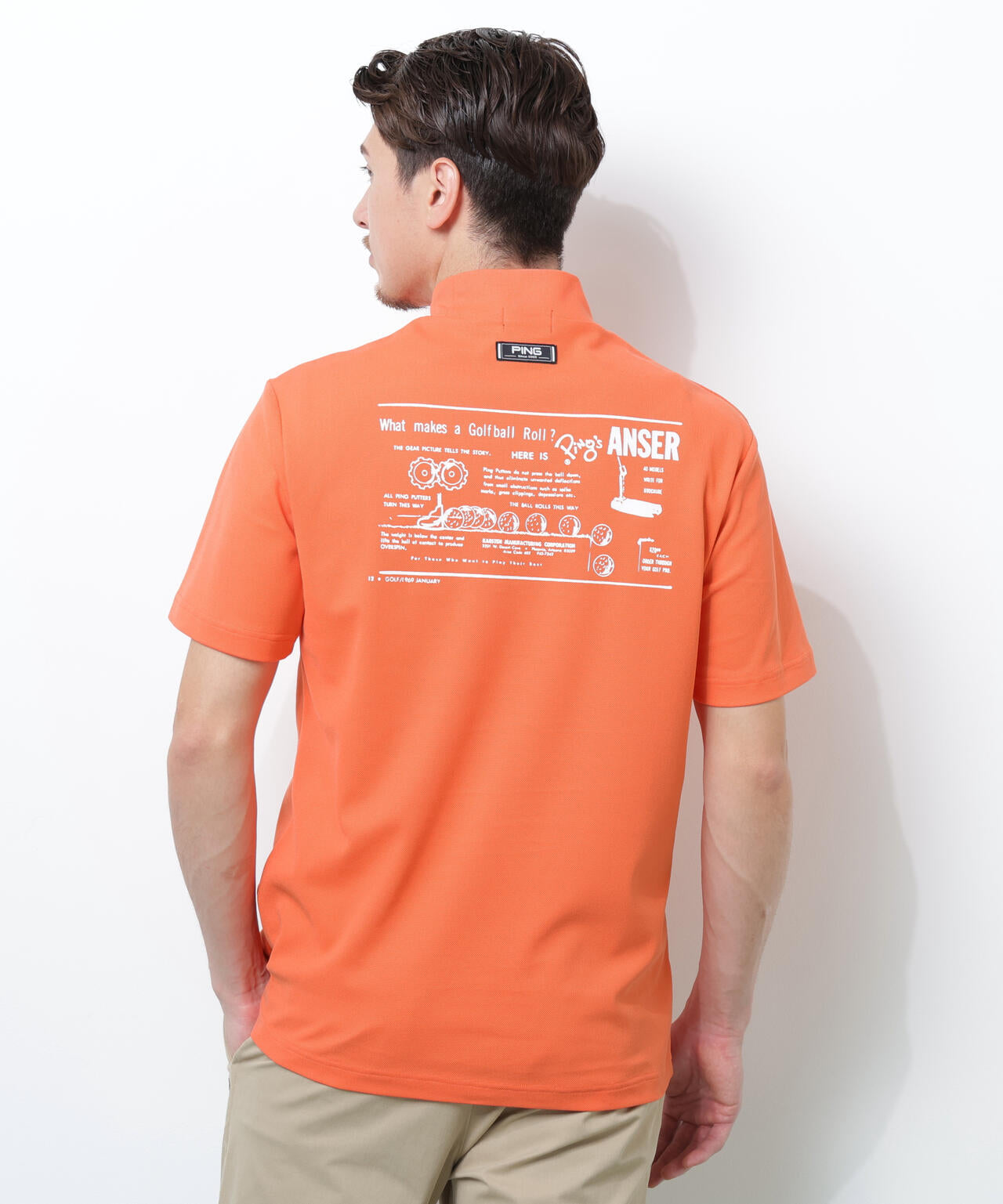 【PING APPAREL】【10カラーシリーズ】PEカノコ半袖ハイネックシャツ <NATIVE> (MENS)