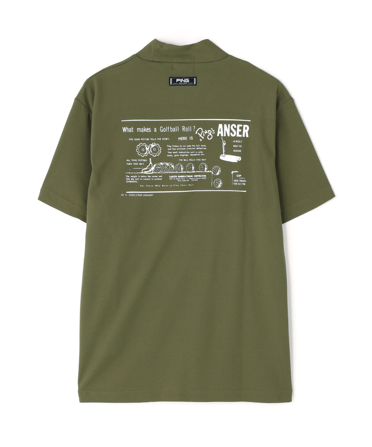 【PING APPAREL】【10カラーシリーズ】PEカノコ半袖ハイネックシャツ <NATIVE> (MENS)