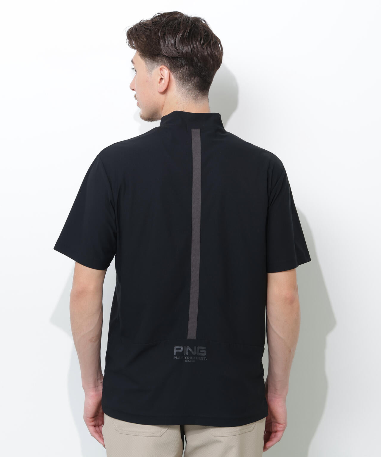 【PING APPAREL】シングルメッシュ レイブロック半袖ハイネックシャツ <PERFORMANCE> (MENS)