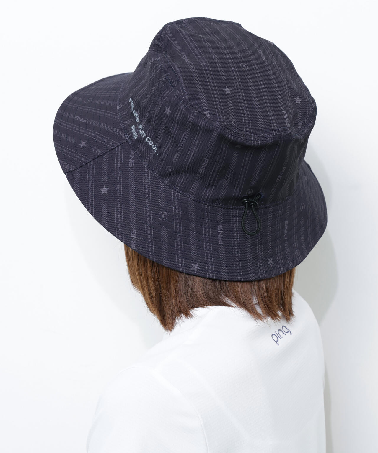 【PING APPAREL】ストライプ総柄プリントリバーシブルハット <NATIVE>(UNISEX)