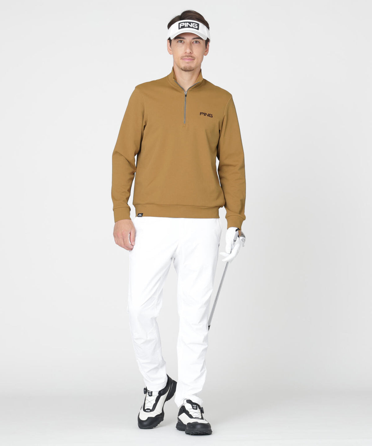 【PING APPAREL】メッシュリバーニットハーフジップカットソー (MENS)