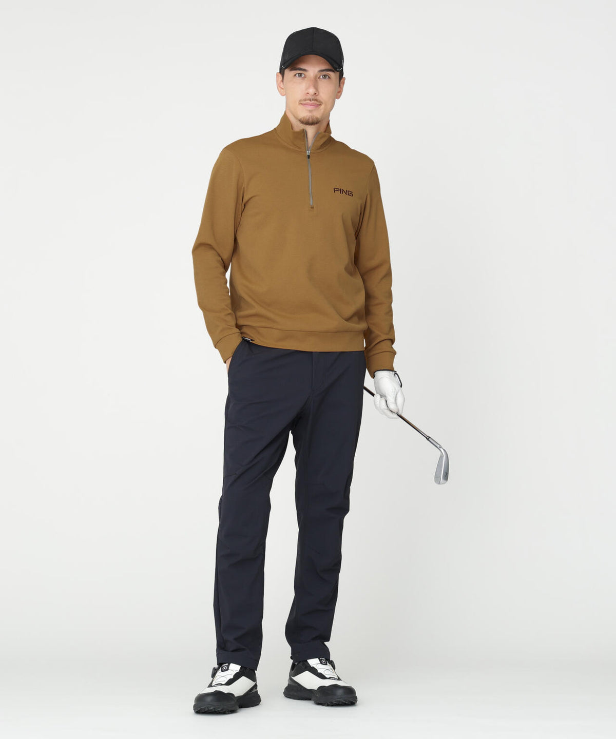 【PING APPAREL】メッシュリバーニットハーフジップカットソー (MENS)
