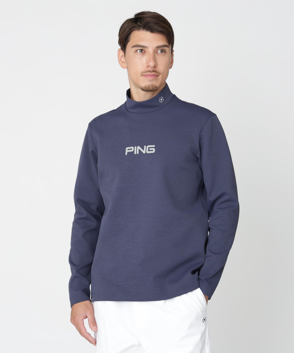 【PING APPAREL】ANSERプリントストレッチダンボール長袖ハイネックシャツ (MENS)