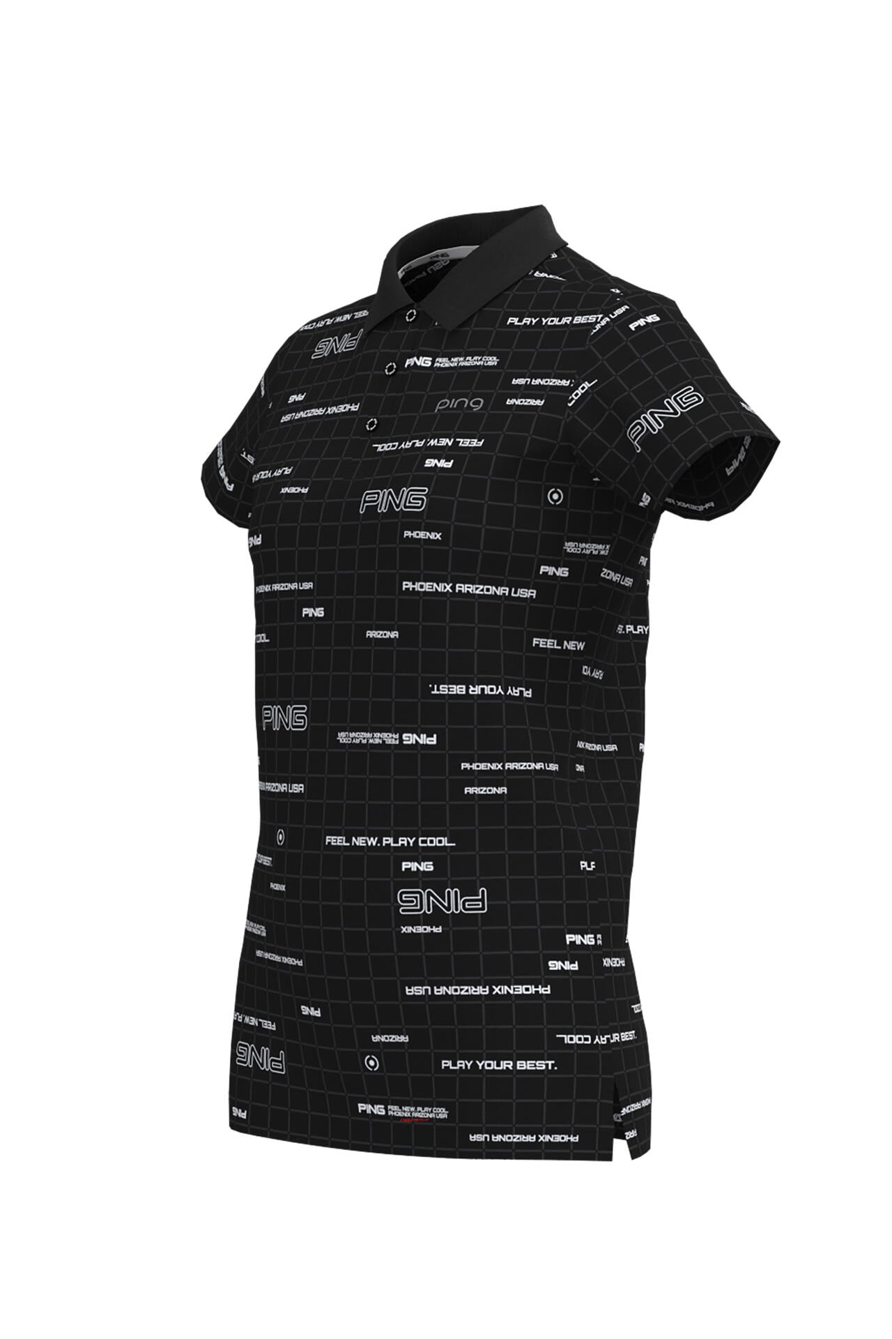 【PING APPAREL】デジタルグリッド柄サラマックスUV半袖ポロシャツ <PERFORMANCE> (LADIES)