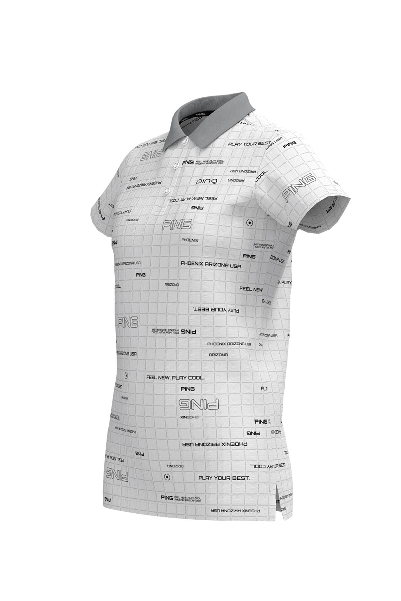 【PING APPAREL】デジタルグリッド柄サラマックスUV半袖ポロシャツ <PERFORMANCE> (LADIES)