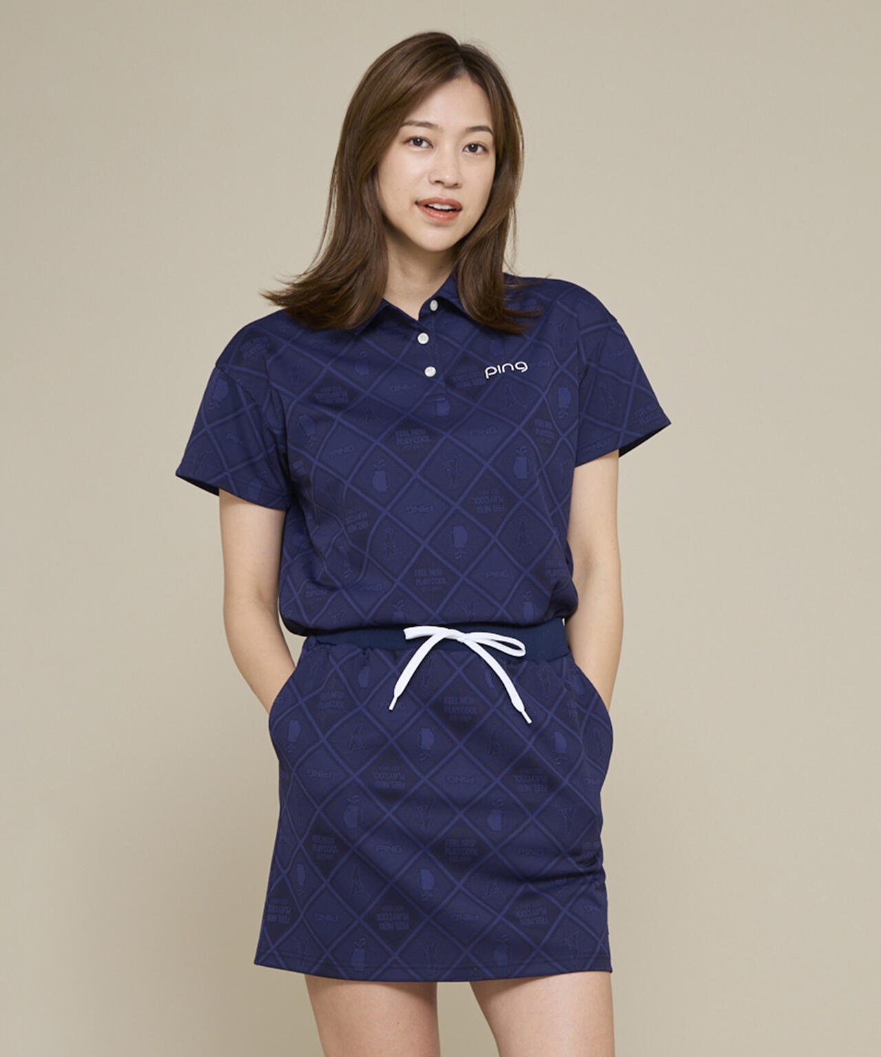 【PING APPAREL】全方向ストレッチMr.PINGジャガード半袖リラックスポロシャツ <NATIVE> (LADIES)