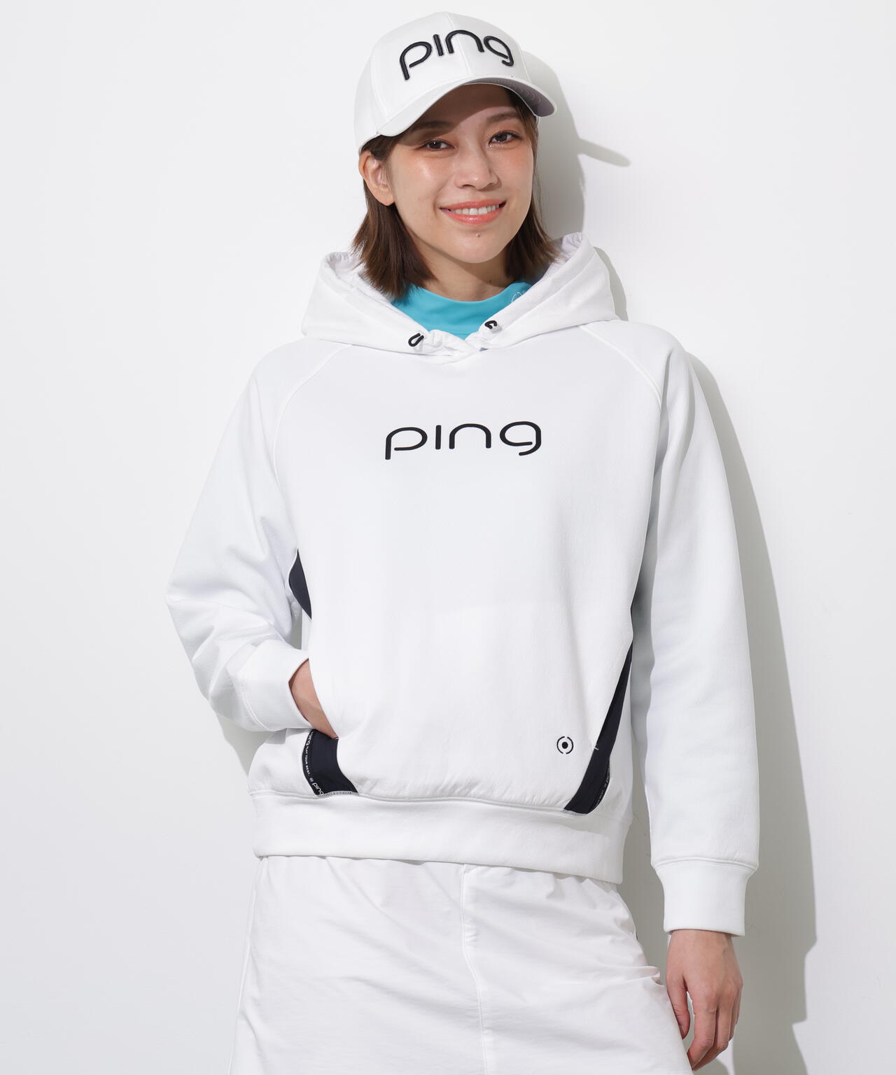 【PING APPAREL】全方向ストレッチ接結裏メッシュ切替ロゴテープスウェットフーディ <PERFORMANCE> (LADIES)