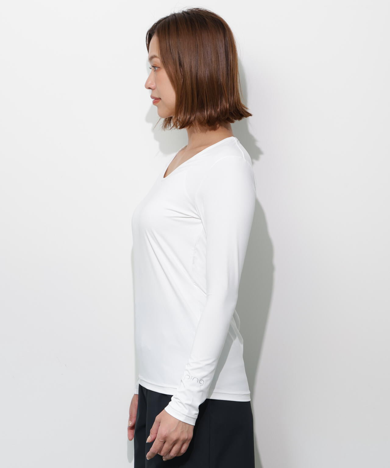 【PING APPAREL】【UVカット・接触冷感】Uネック長袖インナーシャツ <GOLD> (LADIES)