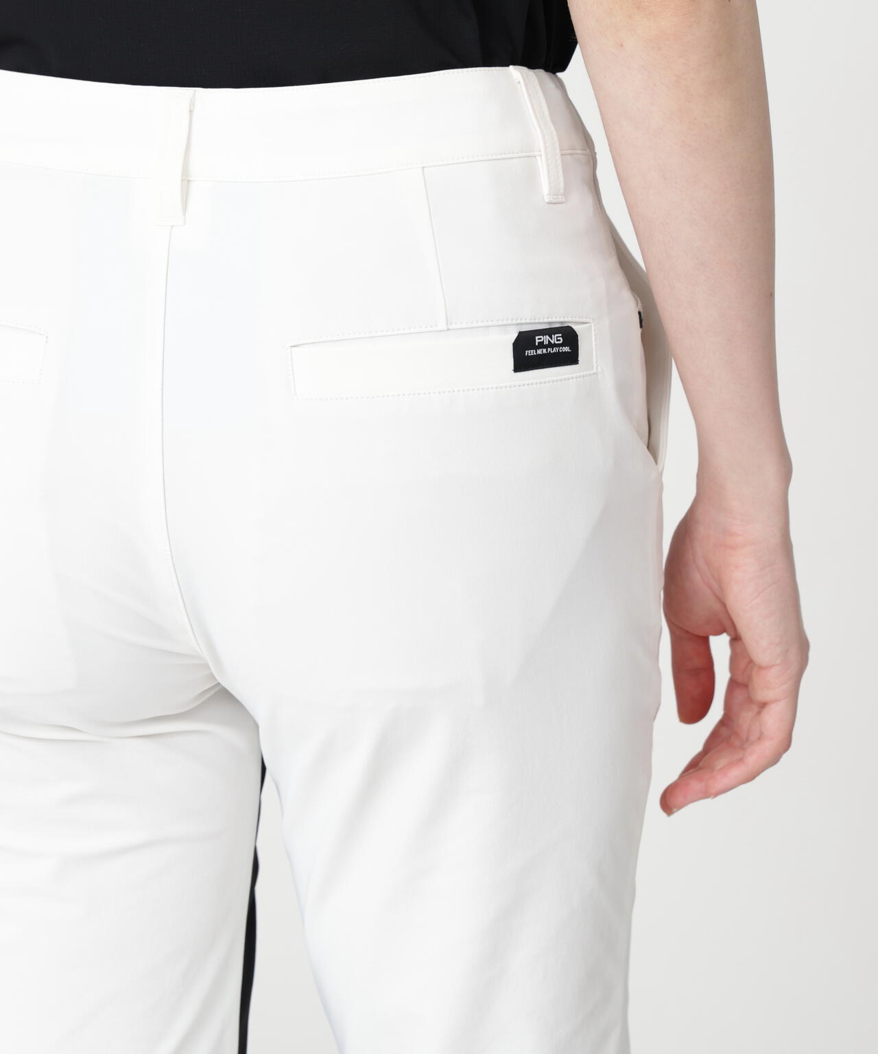 【PING APPAREL】全方向ストレッチ二重織 フィット&ストレッチ配色テーパードパンツ (LADIES)