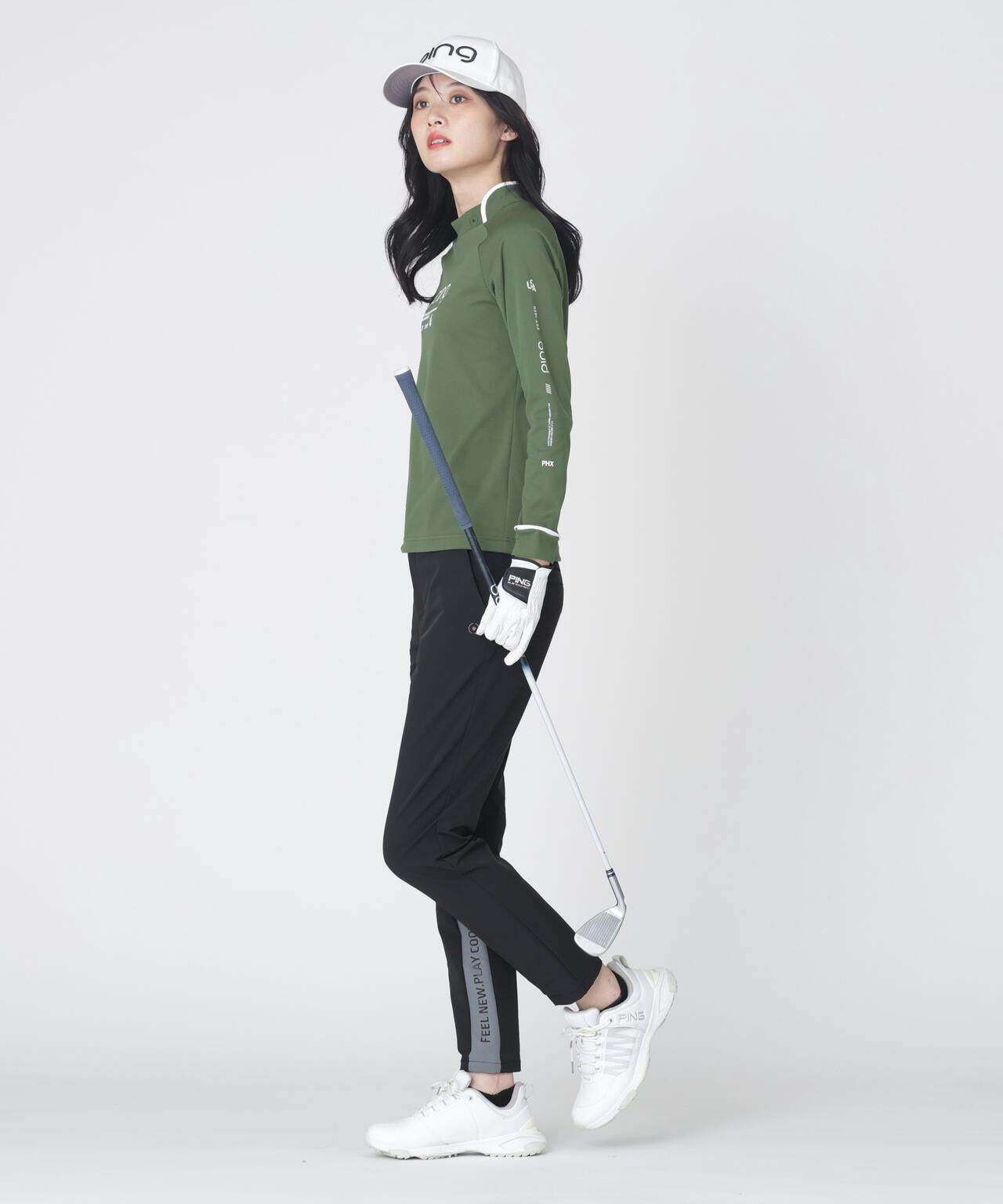 【PING APPAREL】格子リバーススクラムテック長袖ハイネックシャツ (LADIES)